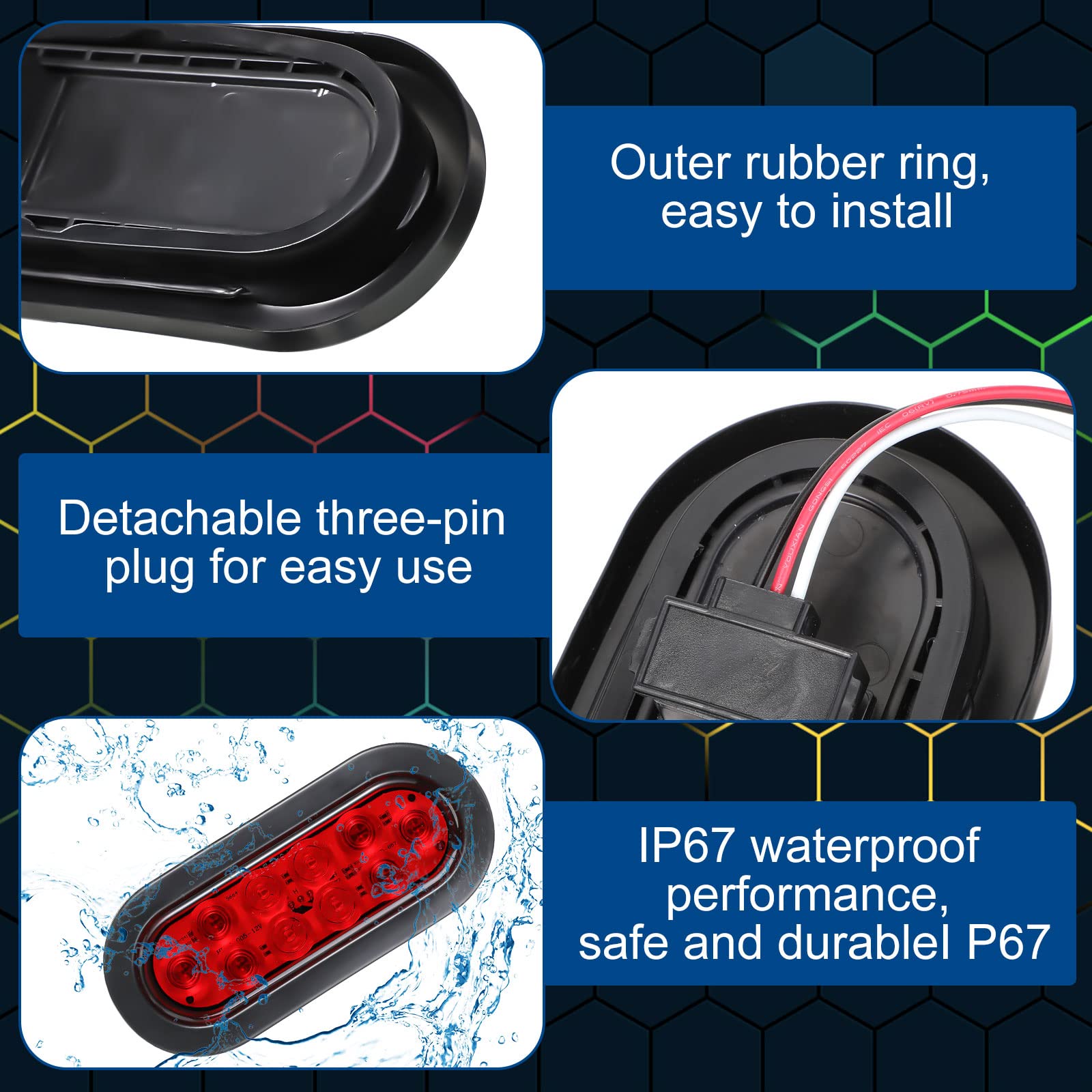 Yexiya IP67 waterproof rating ensures reliable performance in rain and splashes.