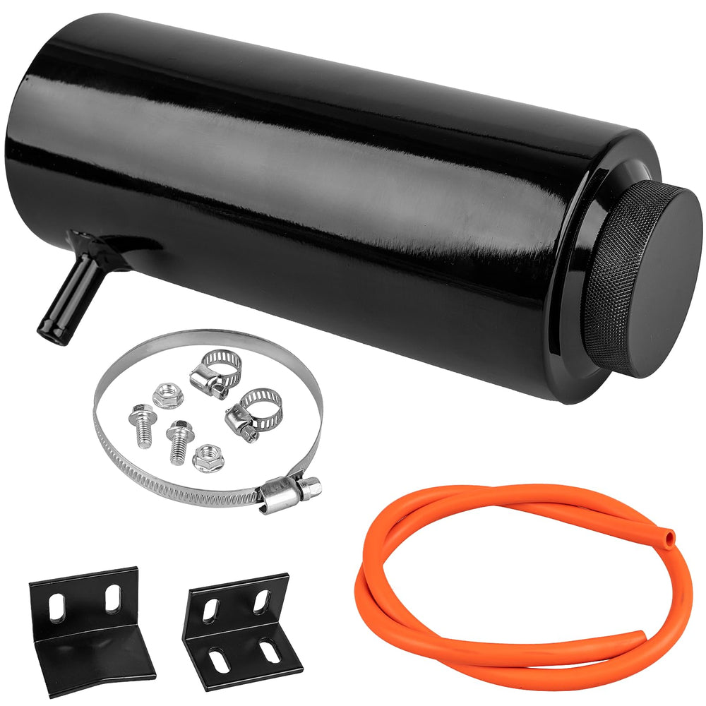 YEYETUO coolant overflow tank 800ml aluminum front view highlights compact design for easy installation.