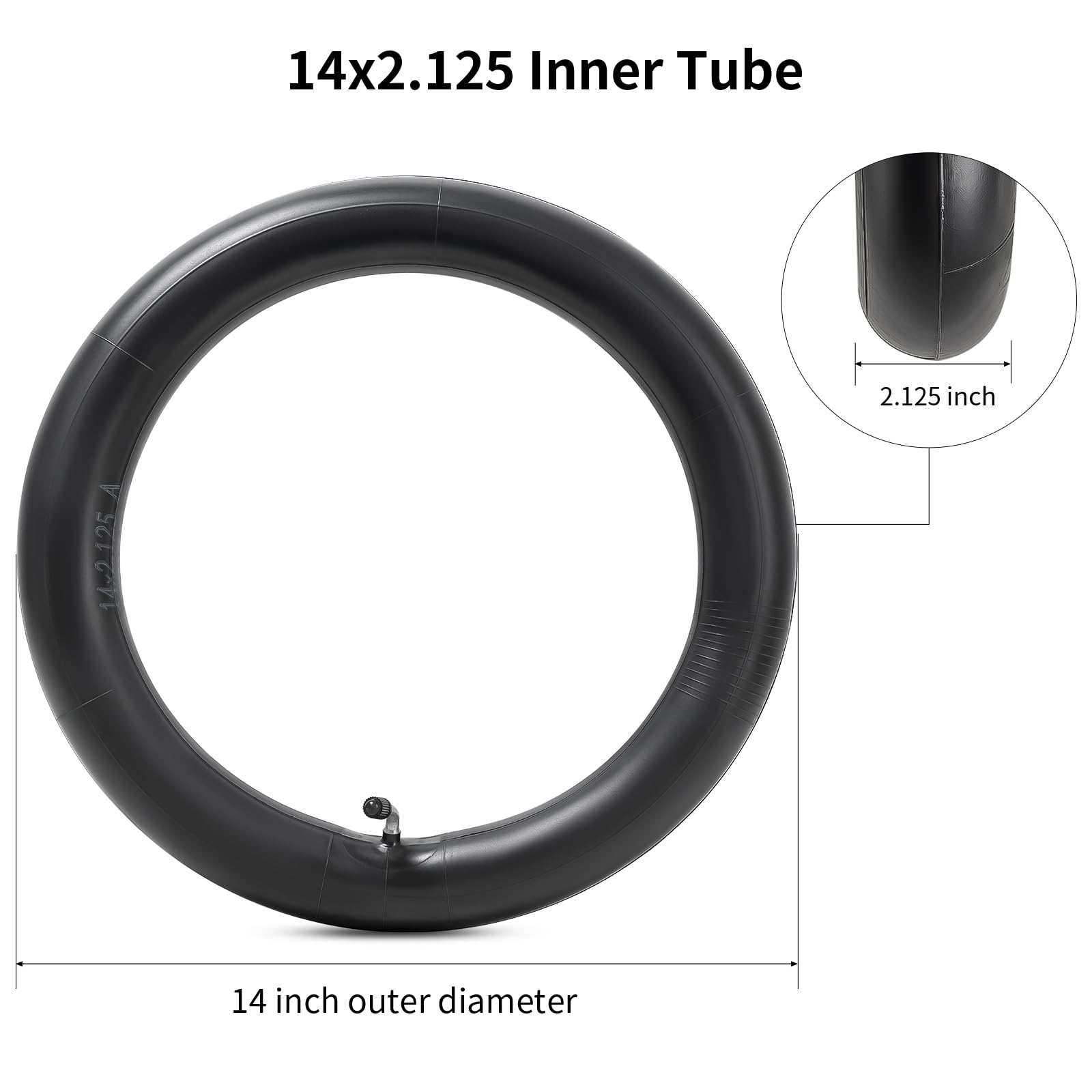YeYouC 14x2.125 inner tube compatible with most 14-inch bikes and scooters.