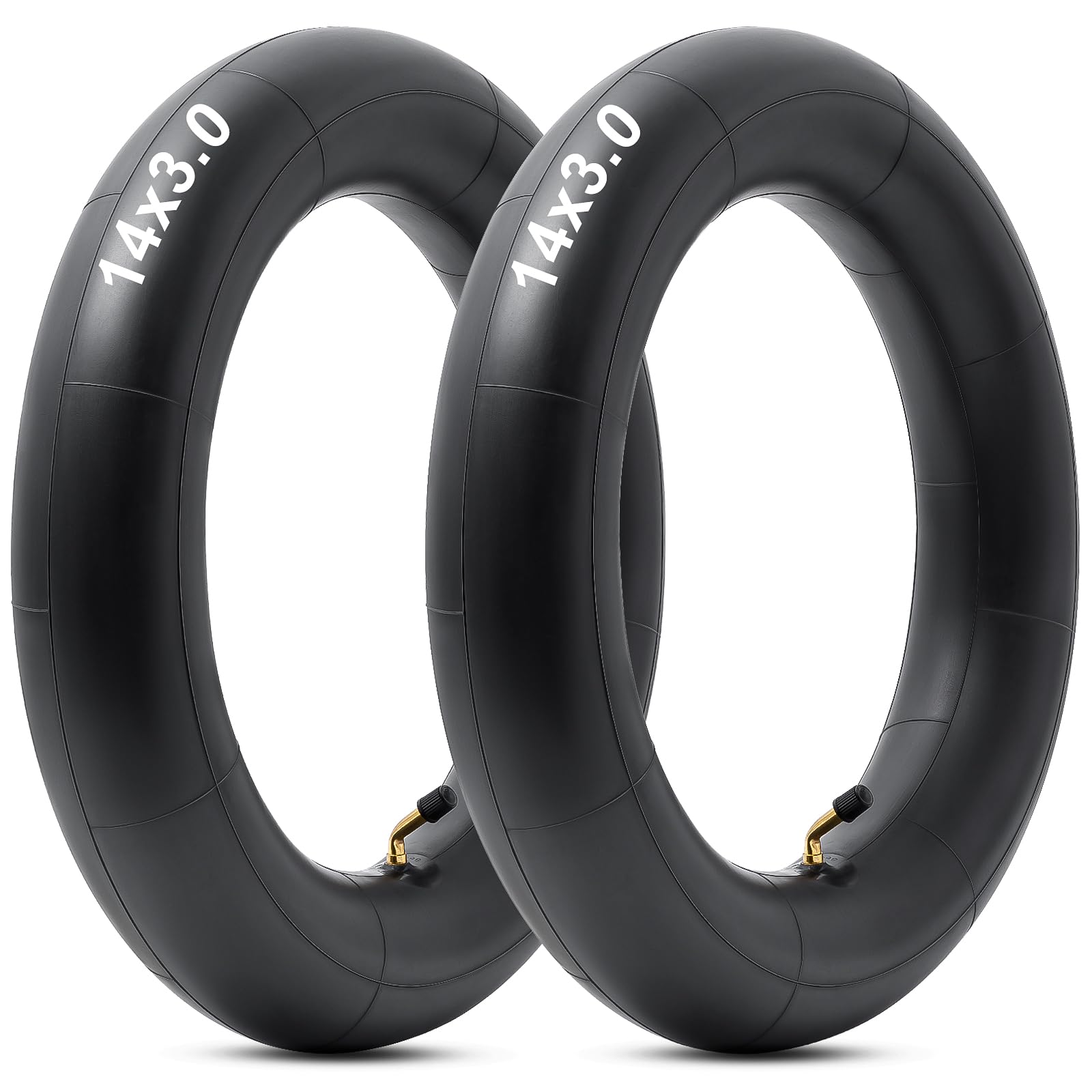 YeYouC heavy-duty 14x3 inner tube front view highlights thick rubber construction for durability.