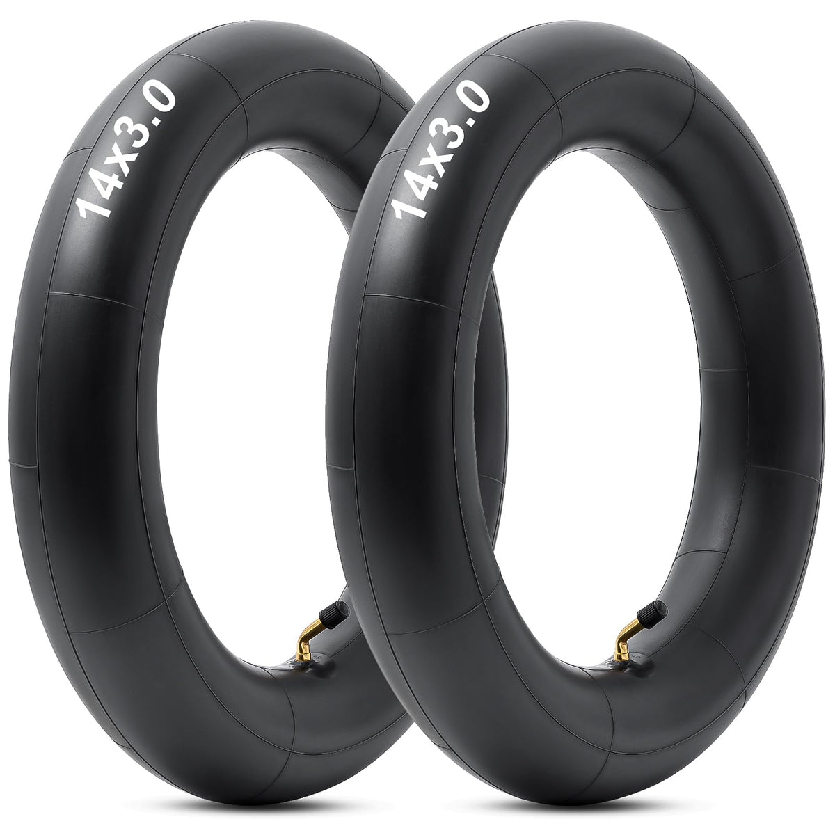 YeYouC heavy-duty 14x3 inner tube front view highlights thick rubber construction for durability.