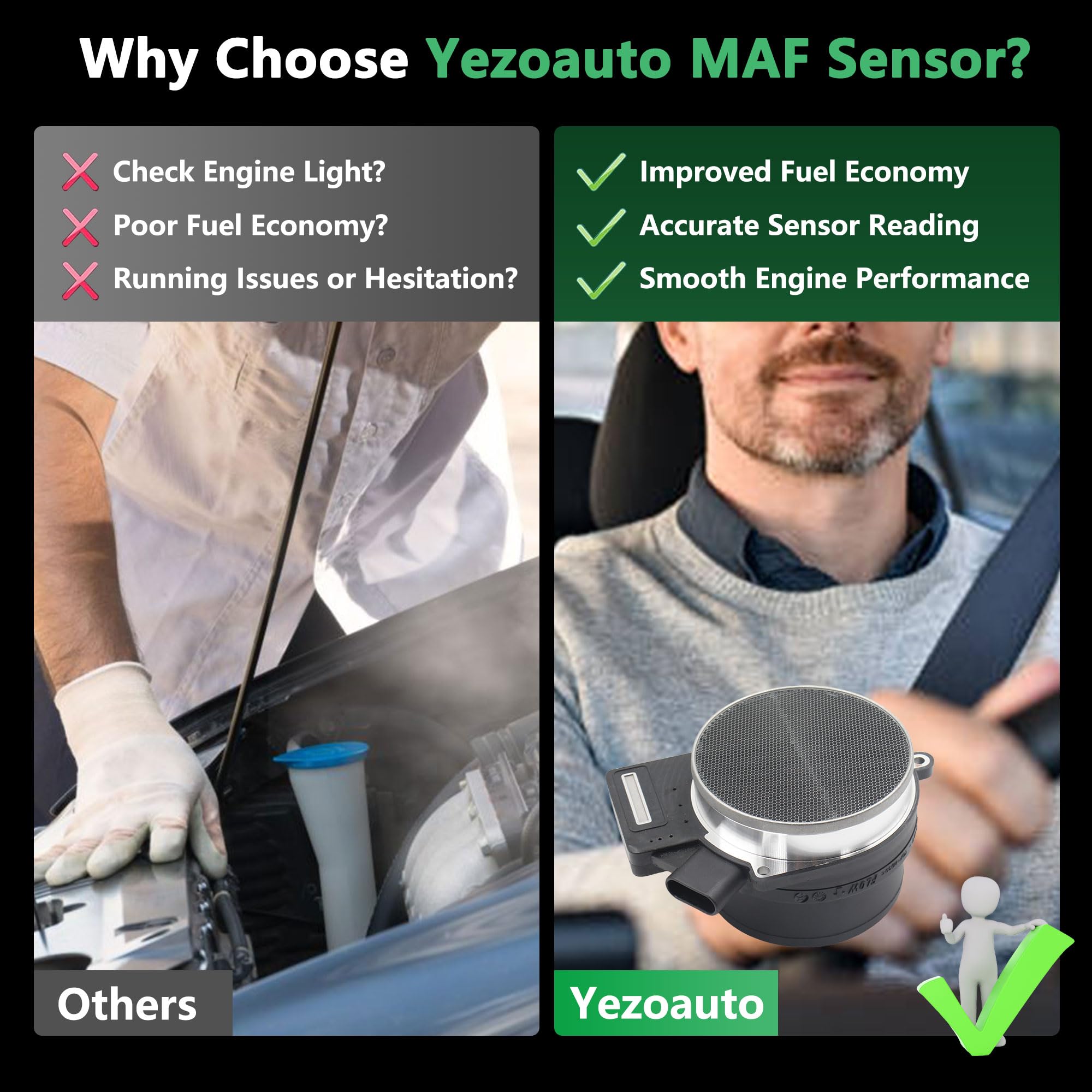 Yezoauto MAF sensor for Hummer H2 6.0L, robust throttle response