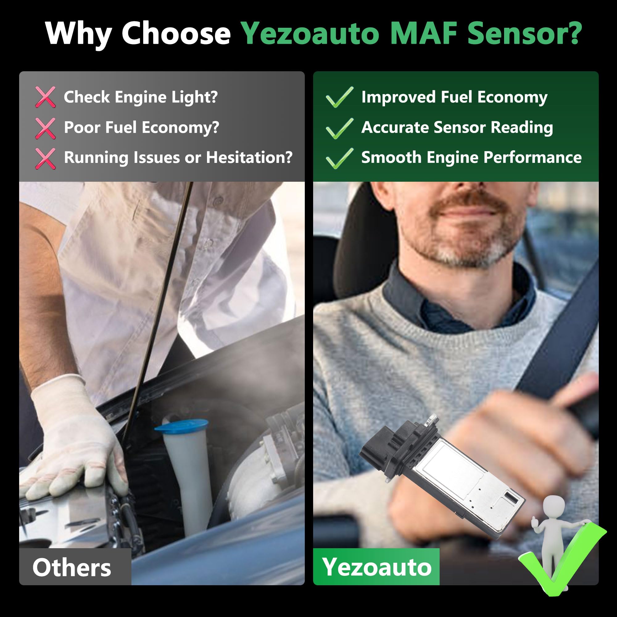Yezoauto MAF sensor rapid-response – responsive airflow measurement for smoother driving.