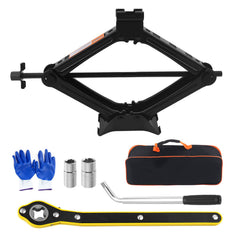 YGDMD 2T scissor jack ready for stable car lifting in a garage setting.