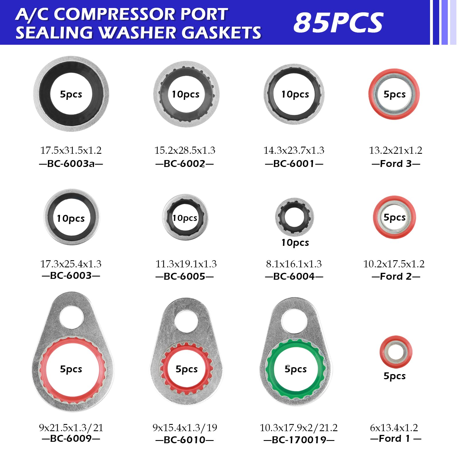 YGDMD 54 O-rings in 18 sizes—broad compatibility for repairs.