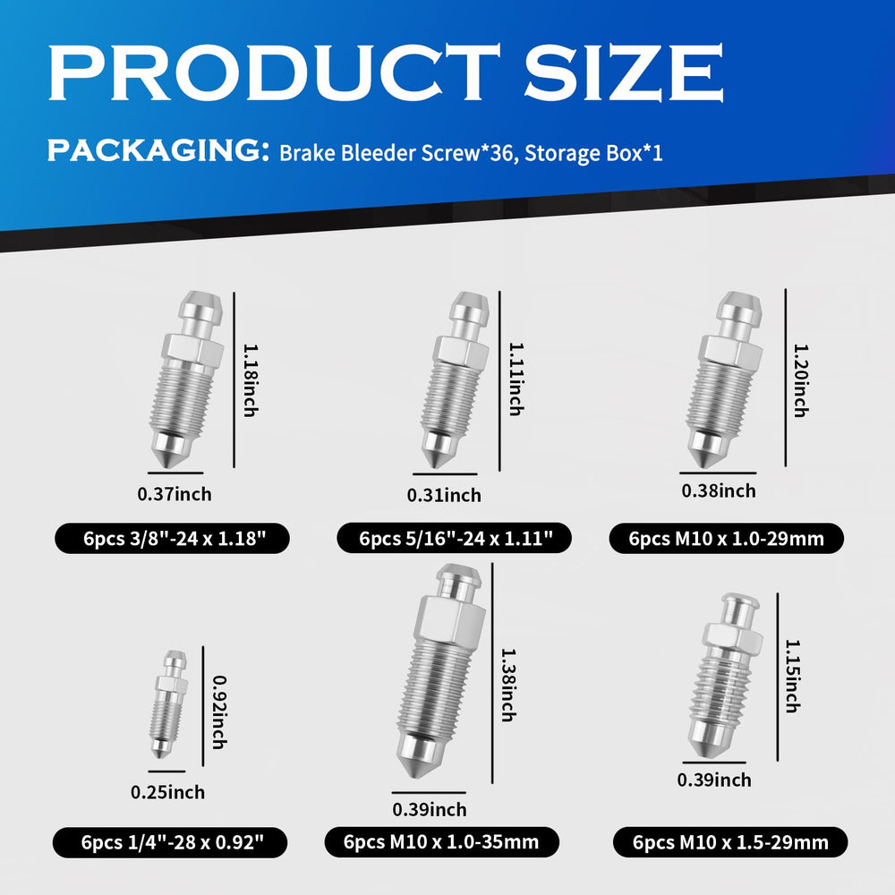 YGDMD brake screw kit six sizes offers SAE and metric compatibility for quick swaps