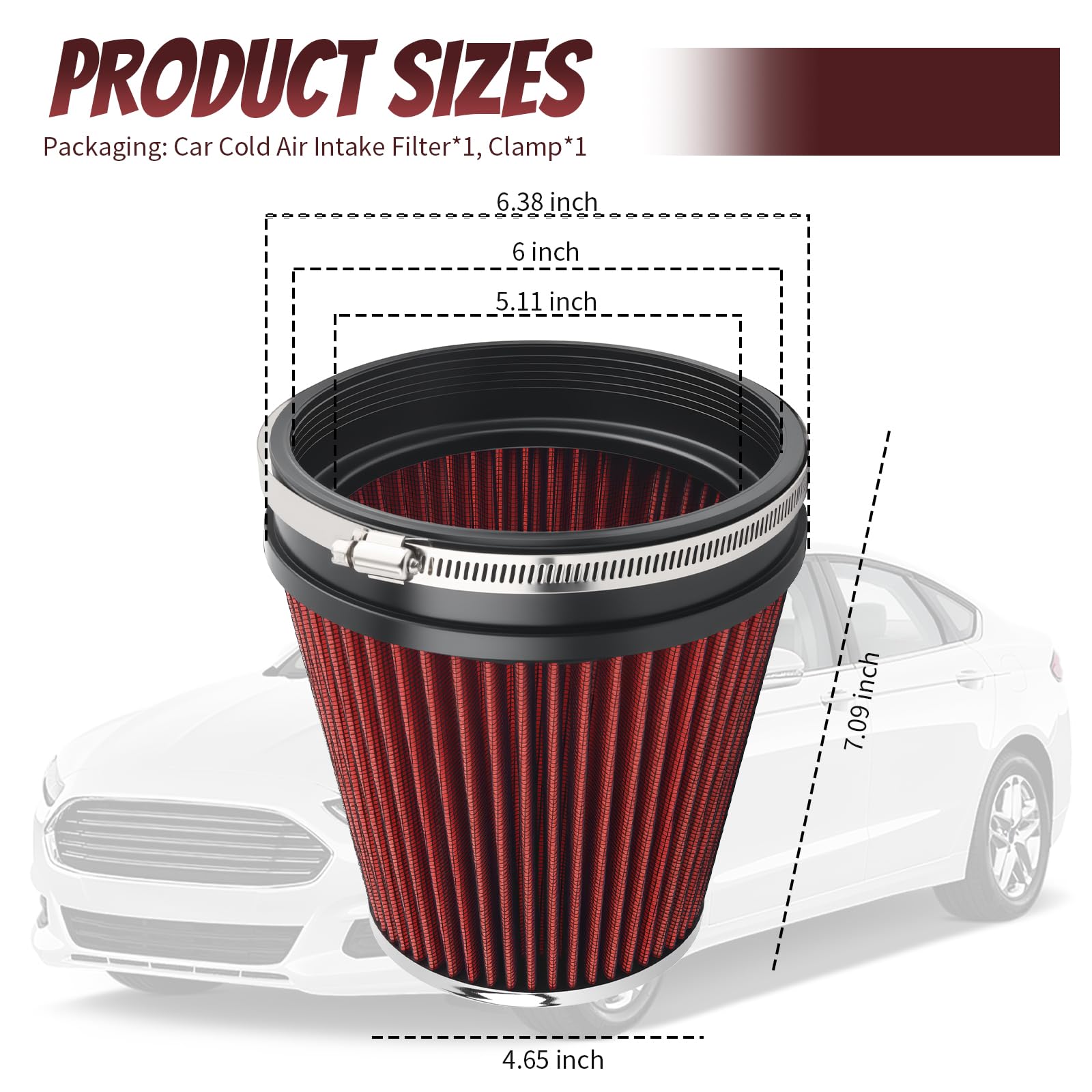 YGDMD cone air filter metal mesh closeup shows durable construction suitable for reuse.