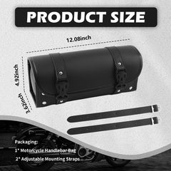 YGDMD leather handlebar bag side view highlighting compact silhouette and secure buckle.