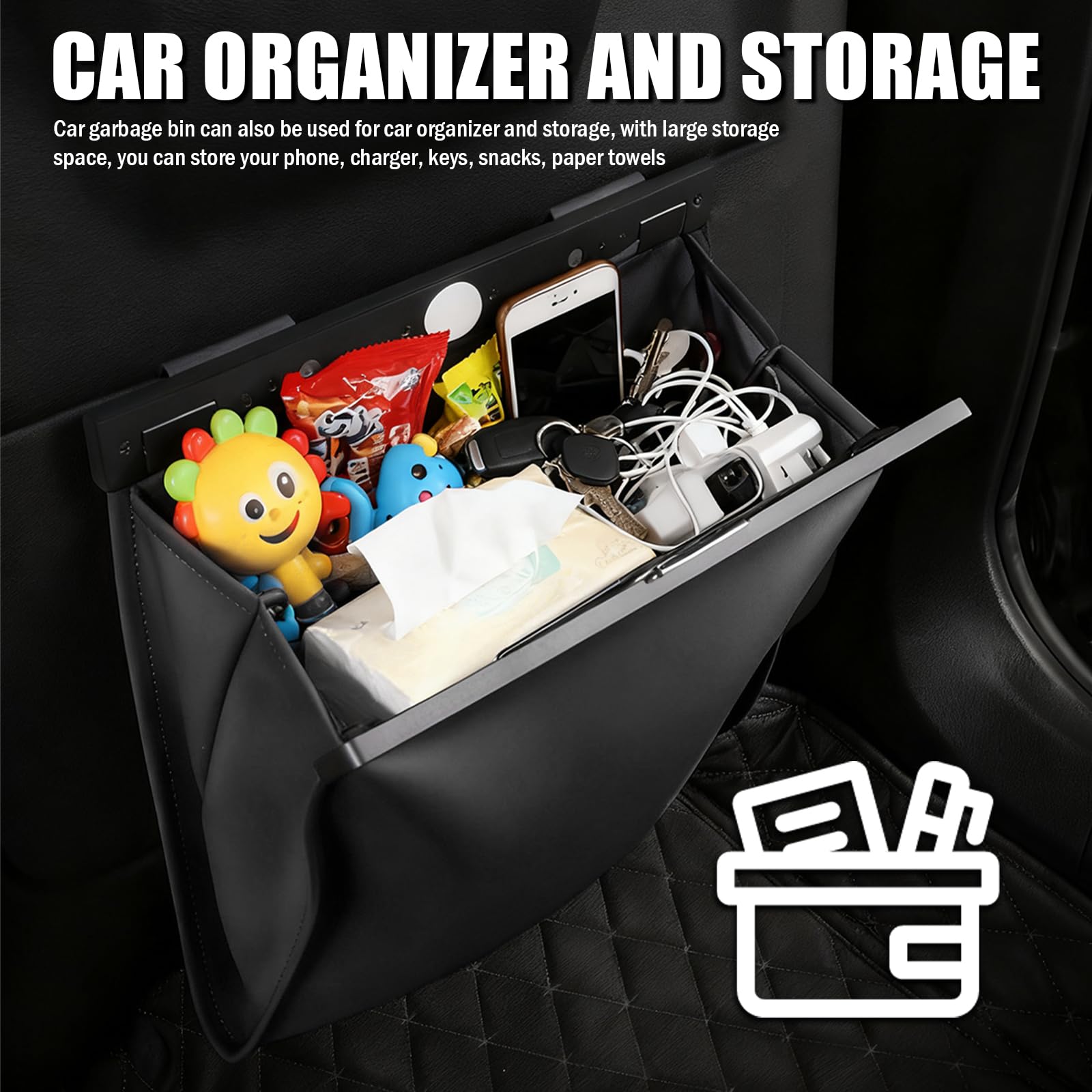 YGDMD LED car trash can easy installation with hooks
