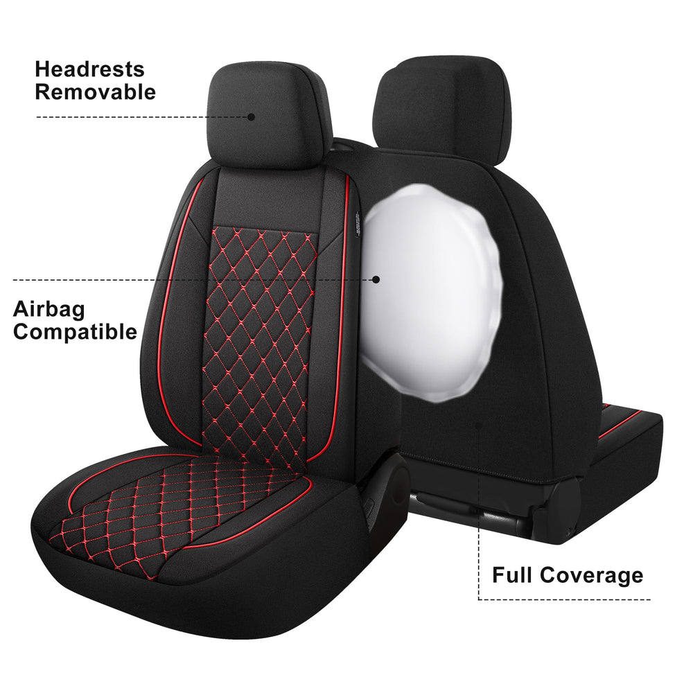 YGL black-red interior with seat covers enhancing cabin style and protection.