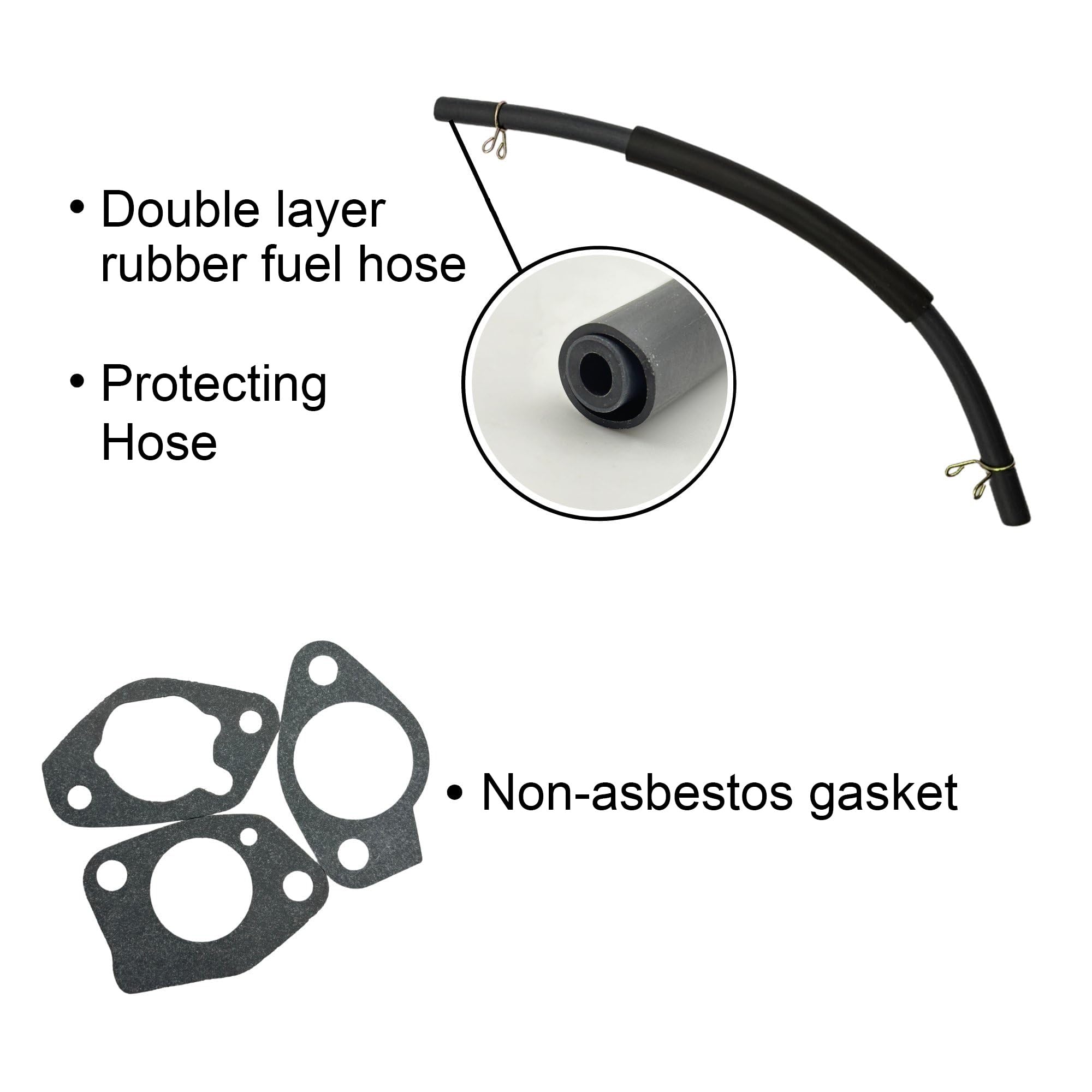 YGQ complete kit includes carburetor and fuel line for easy replacement.