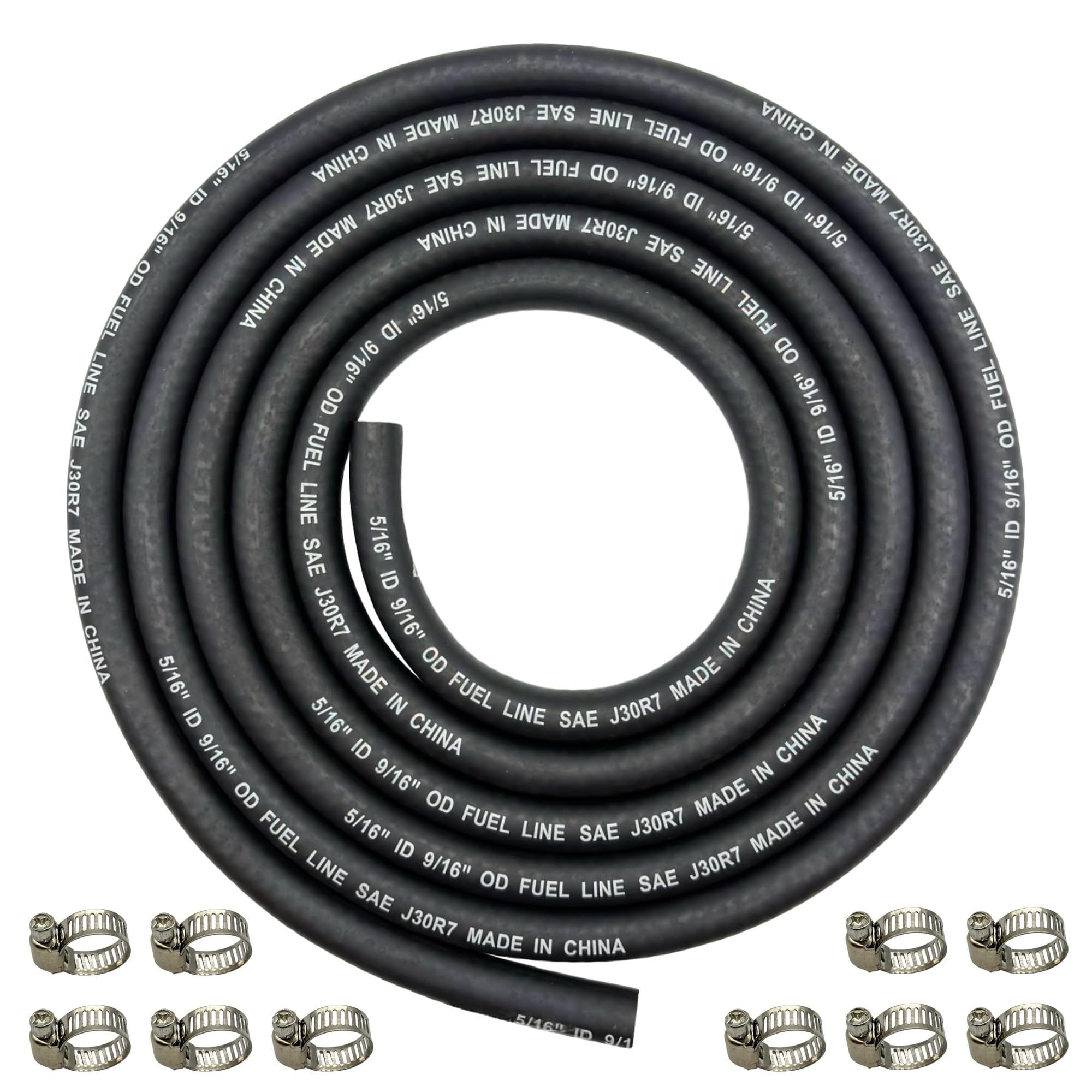 YGQ braided fuel line hose 8 ft for automotive and marine applications.