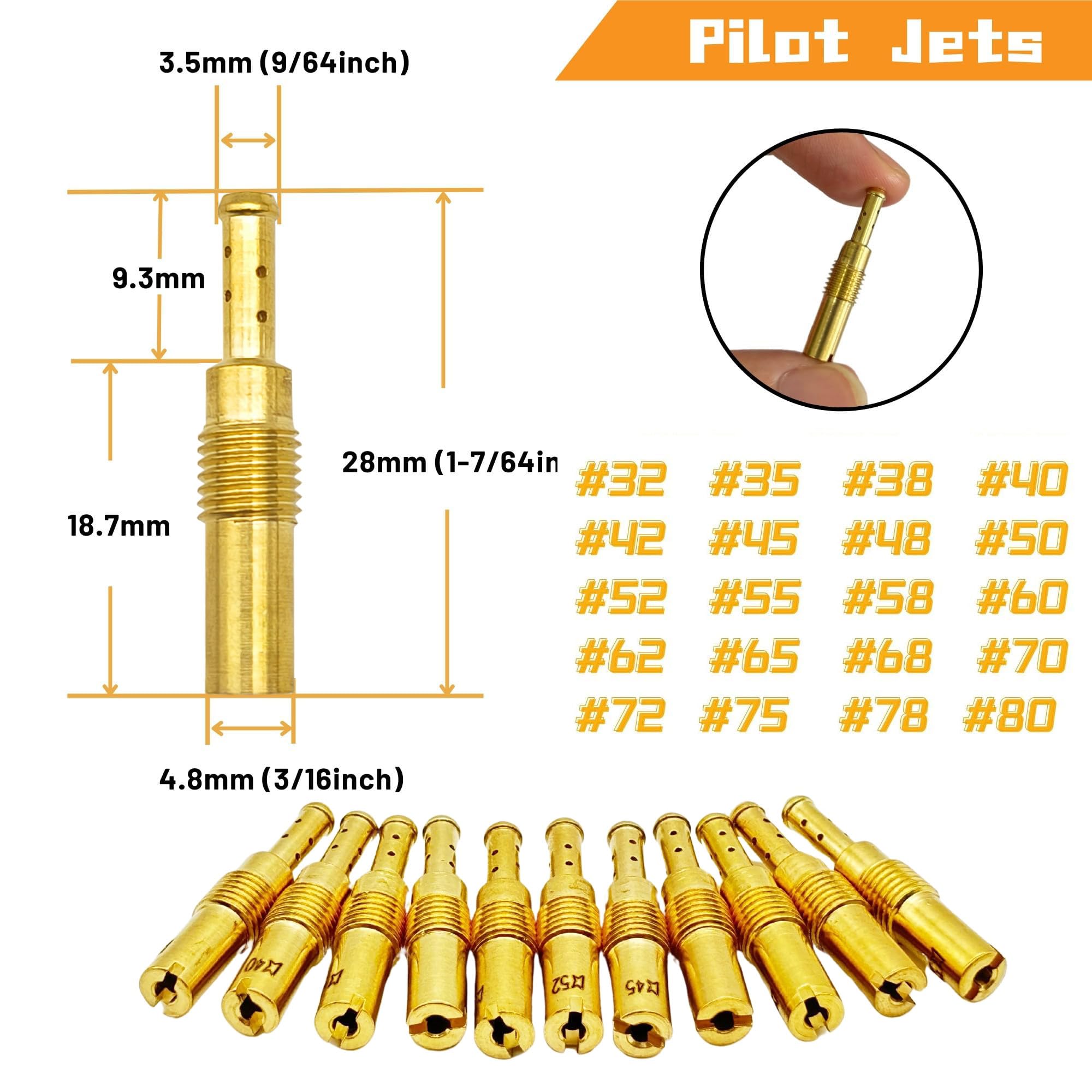 YGQ Slow Pilot Jet Kit jets closeup—varied sizes for fine metering accuracy.
