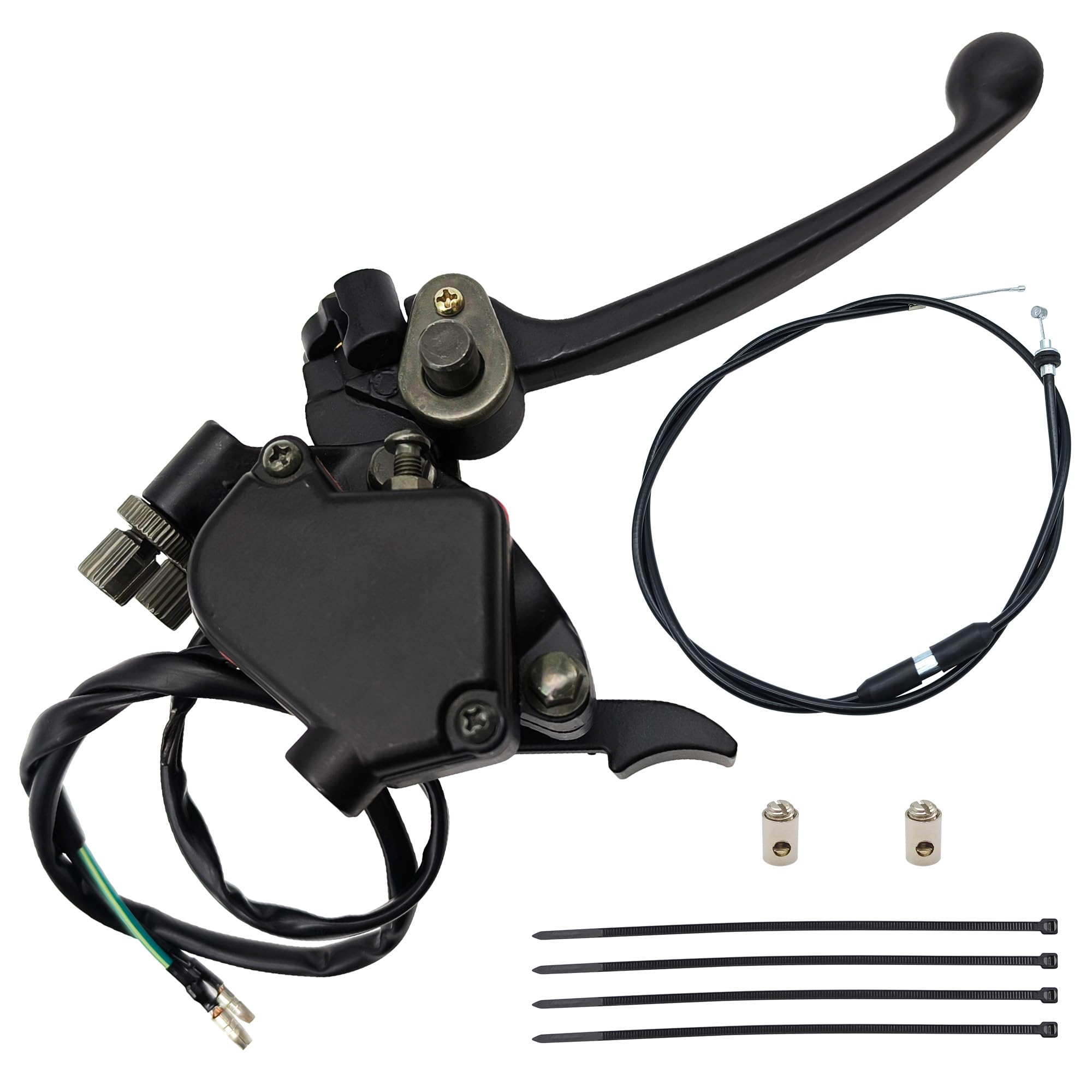 YGQ thumb throttle cable with dual brake lever on ATV handlebar for precise control