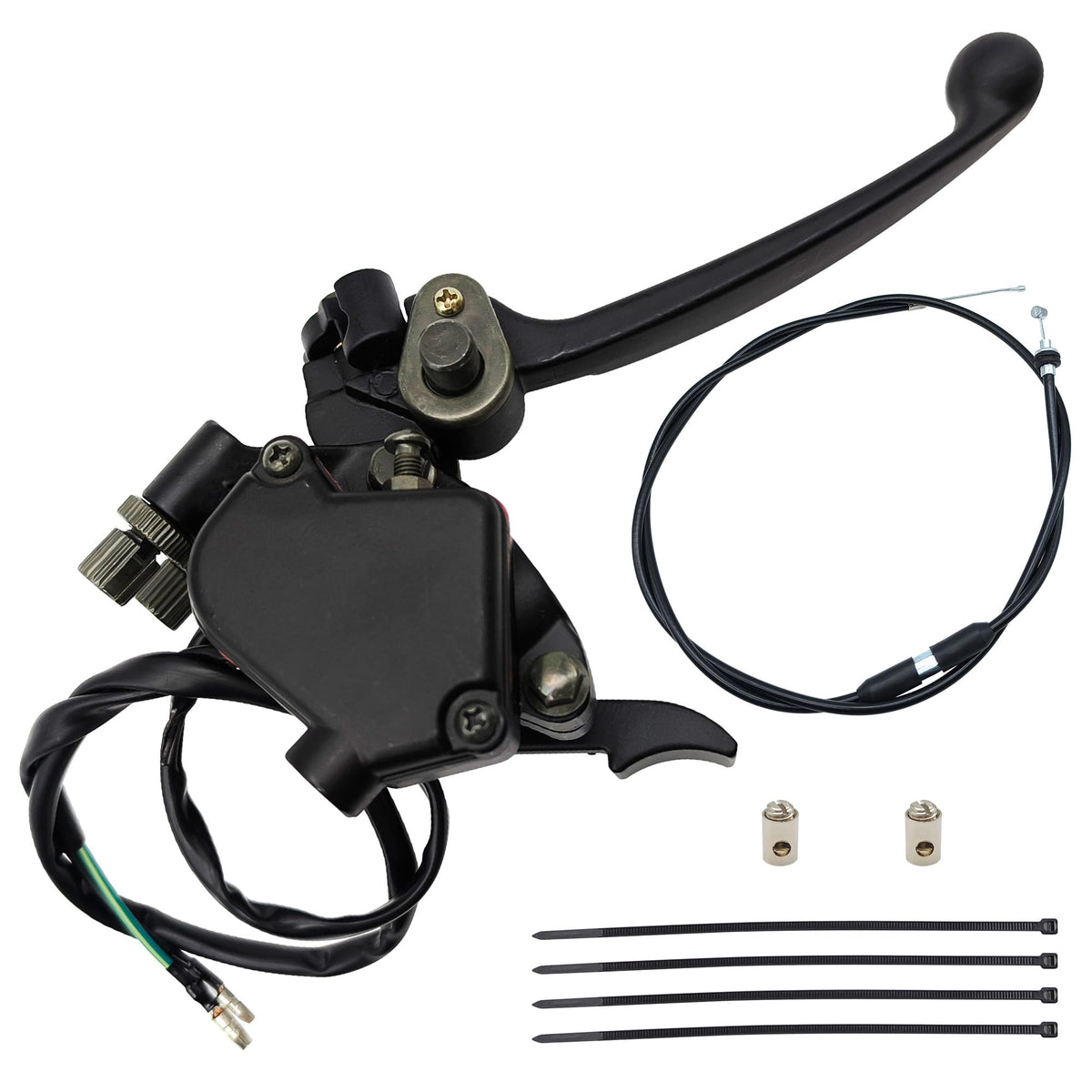 YGQ thumb throttle cable with dual brake lever on ATV handlebar for precise control