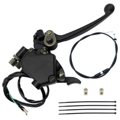 YGQ thumb throttle cable with dual brake lever on ATV handlebar for precise control