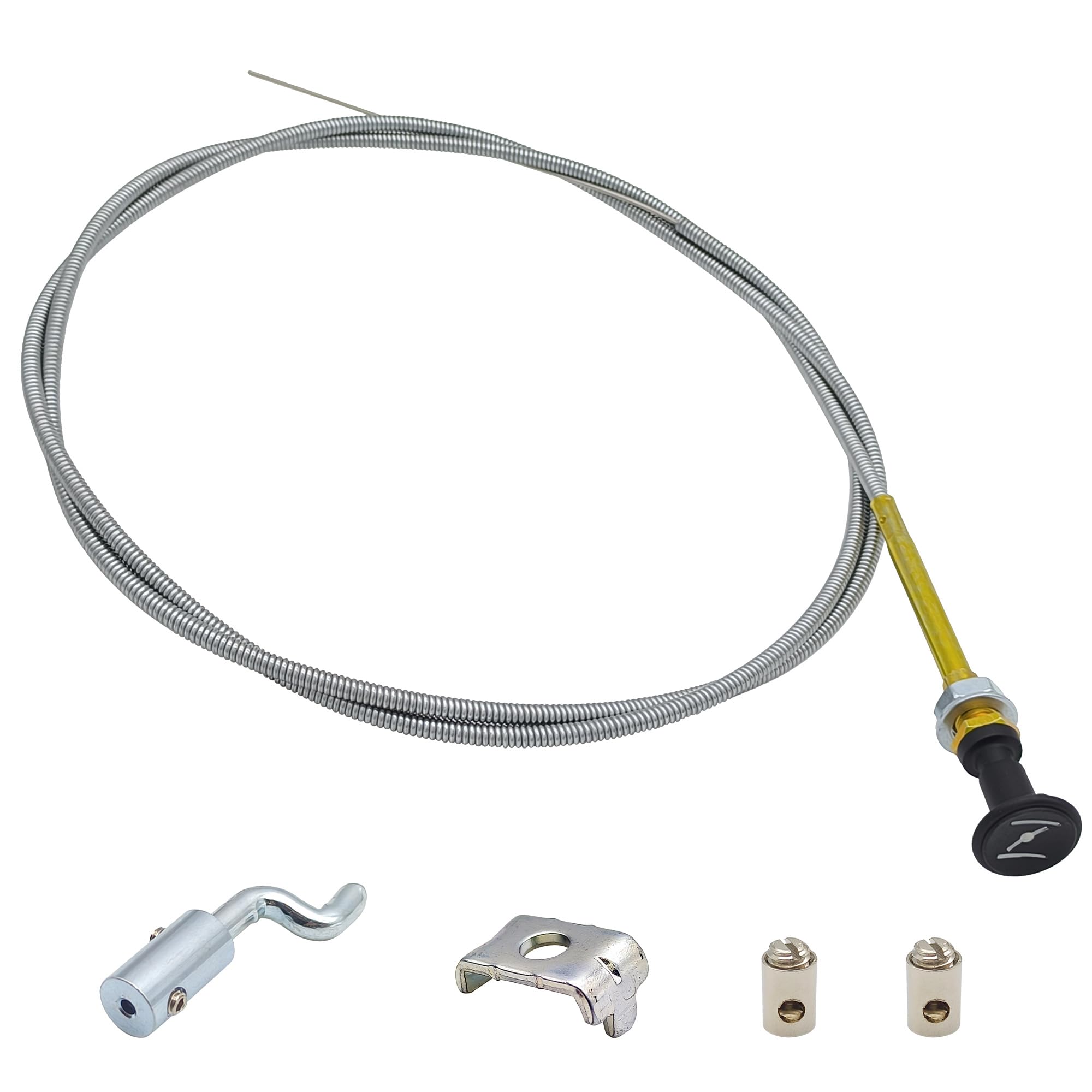 YGQ universal push-pull choke cable with 63in inner and 60in conduit, silver—reliable control.