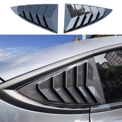 YHCDSEA rear window louver in glossy carbon for Model 3, adds sport look and protection.