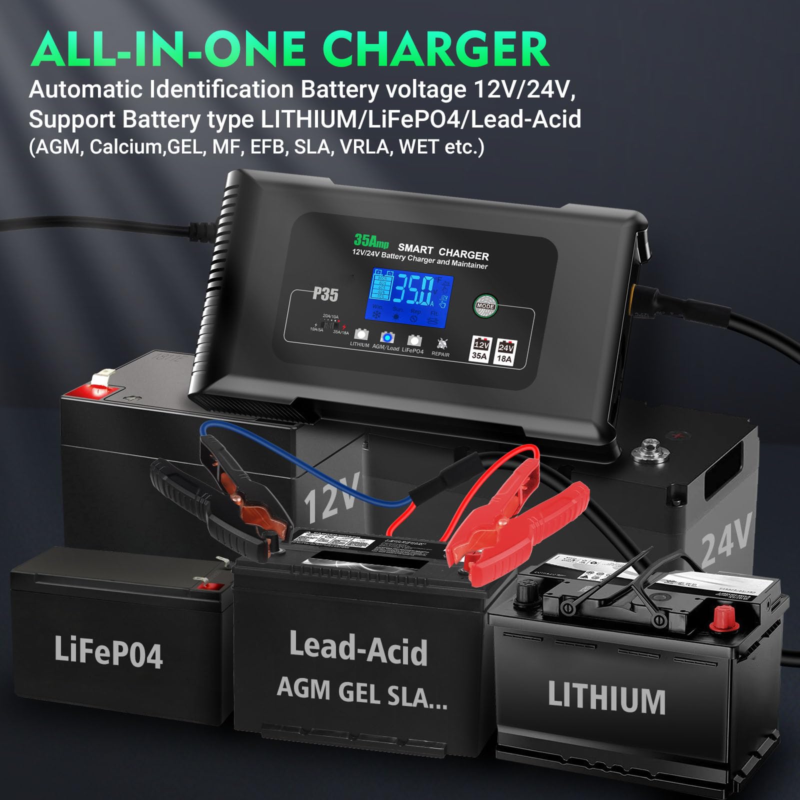 YHCHKJ trickle maintainer mode keeps batteries healthy during storage.