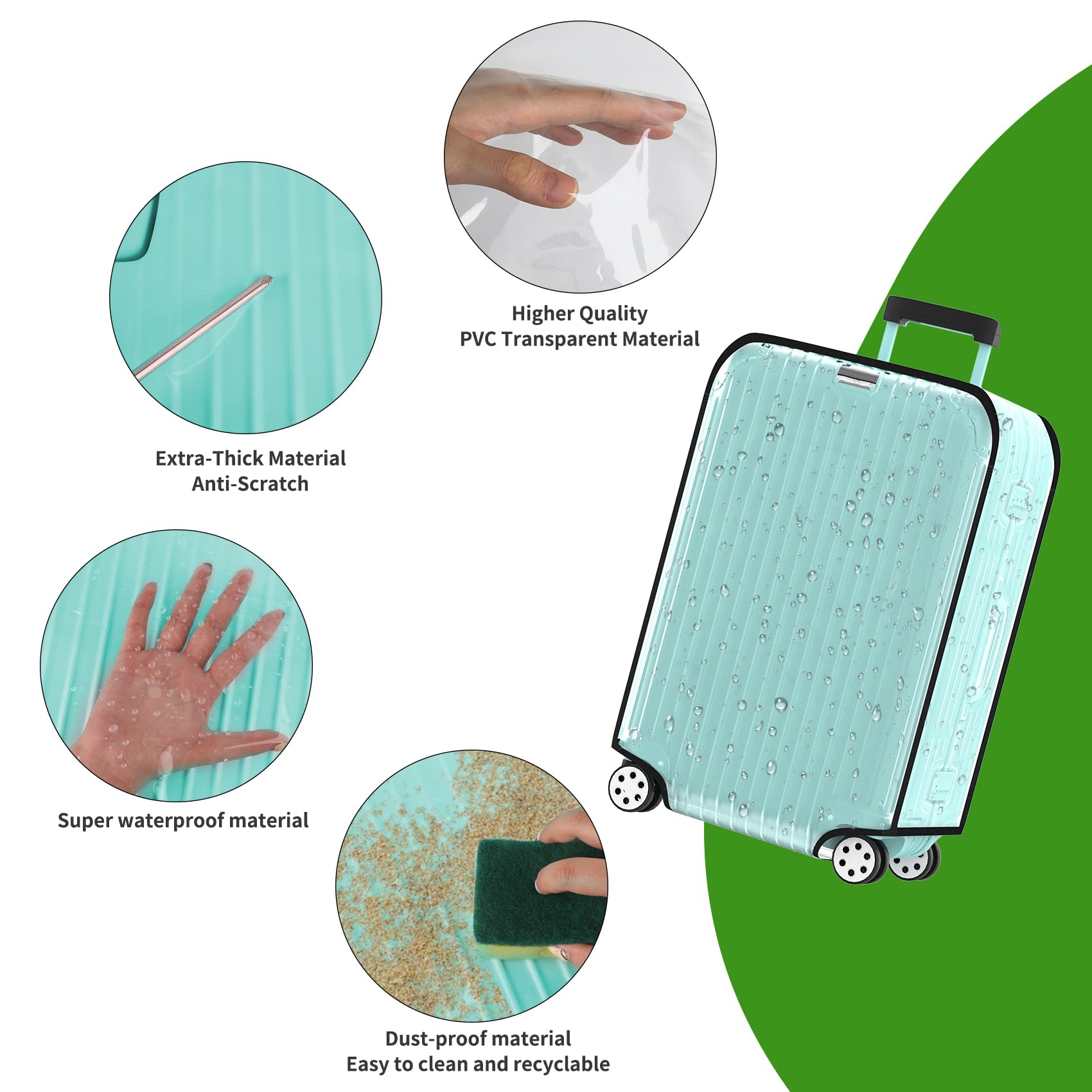 YHOUSE scratch-resistant clear luggage cover guards against scuffs.
