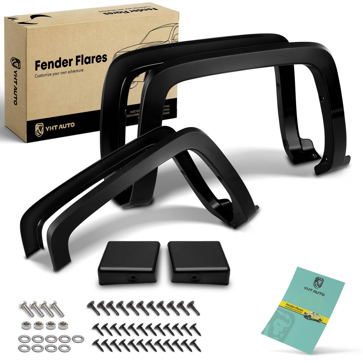 YHTAUTO fender flare front-left installed on Silverado for rugged protection