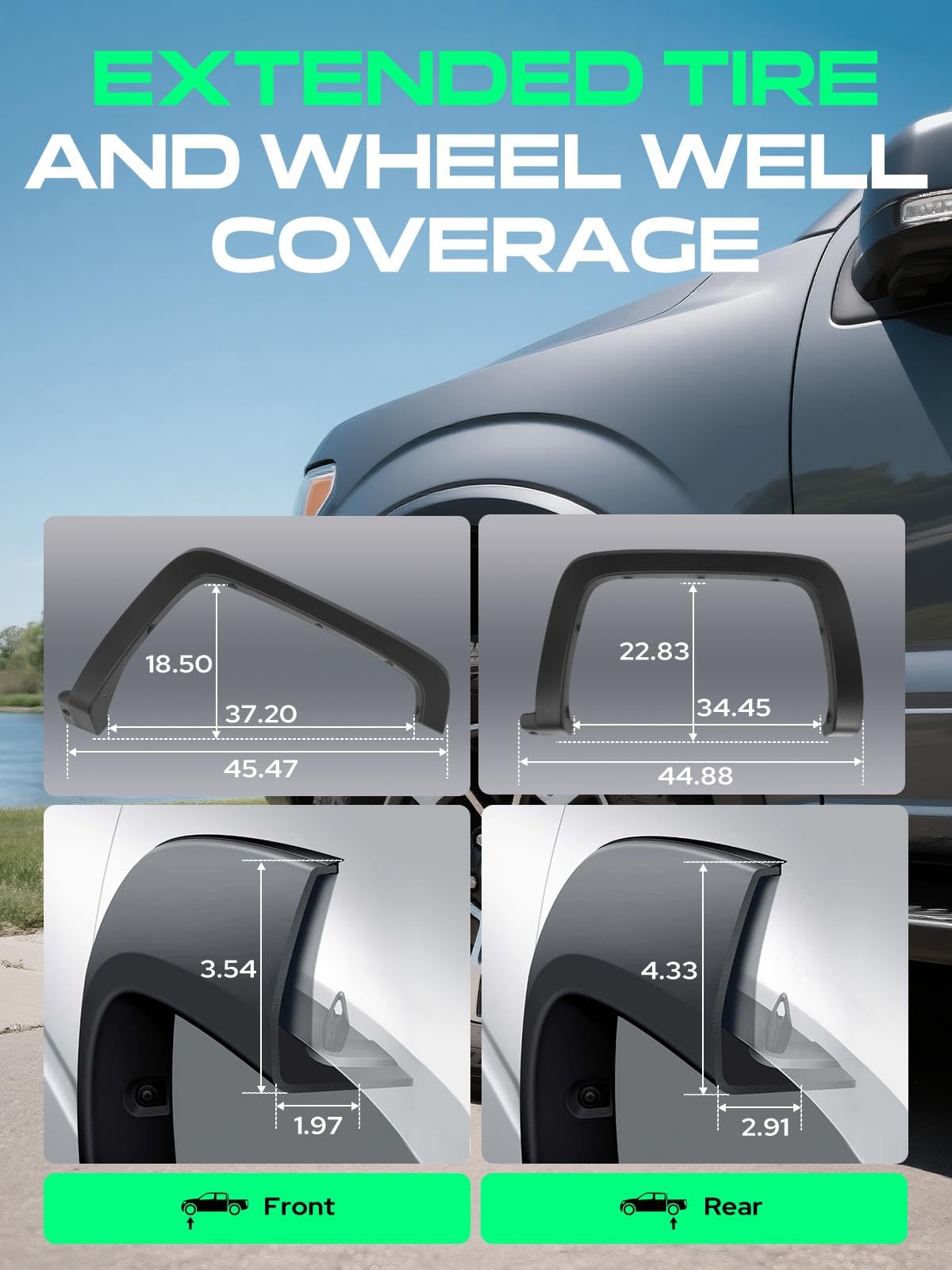 YHTAUTO rear-right flare strengthens stance while guarding wheel wells