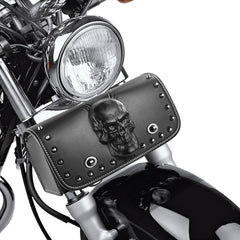 YHTIMIOX skull saddle bag front view shows rugged storage for your bike.
