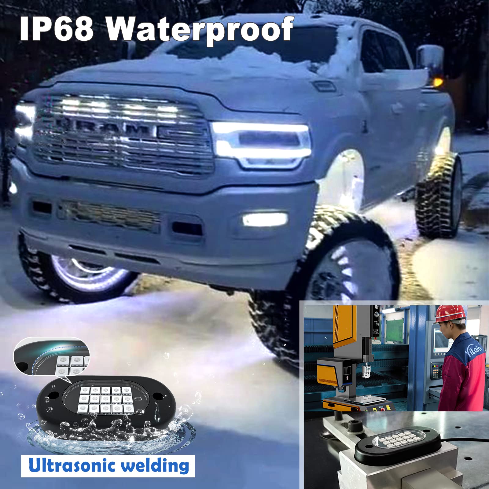 YiLaie 8-pod kit in music mode syncing with your vehicle audio.