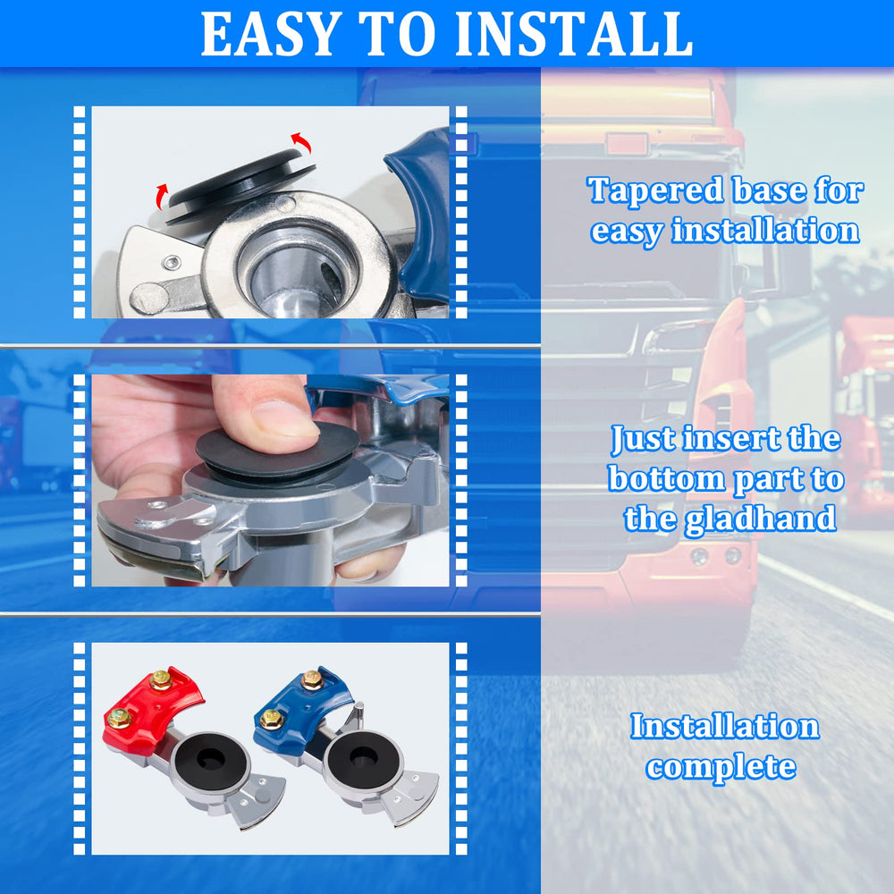 YiaChuii Glad Hands rubber seals close-up reveal flexible waterproof seals for reliable trailer connections.