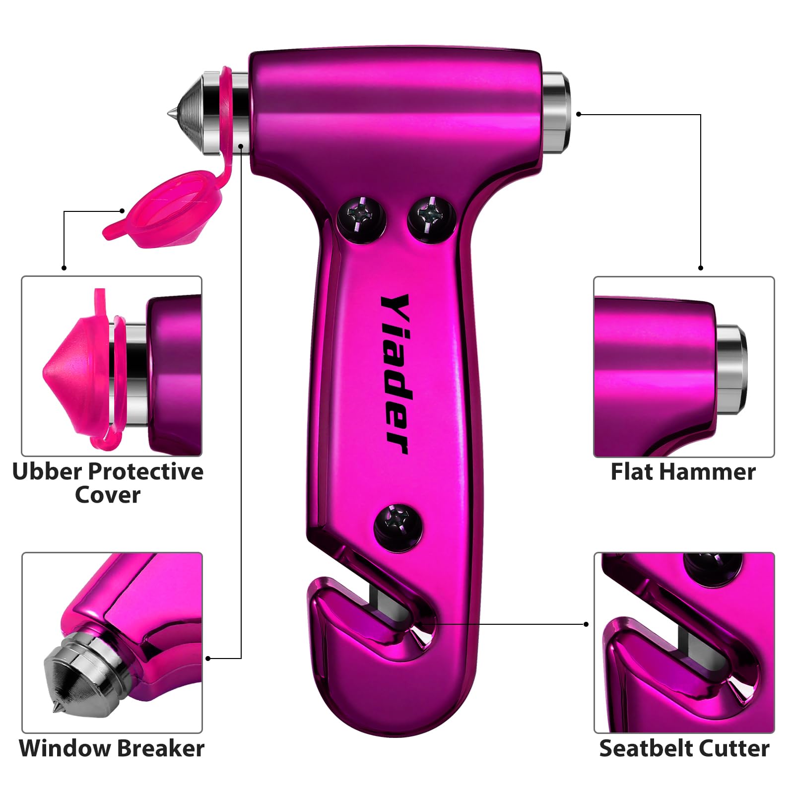 Yiader pink emergency hammer for breaking or leverage