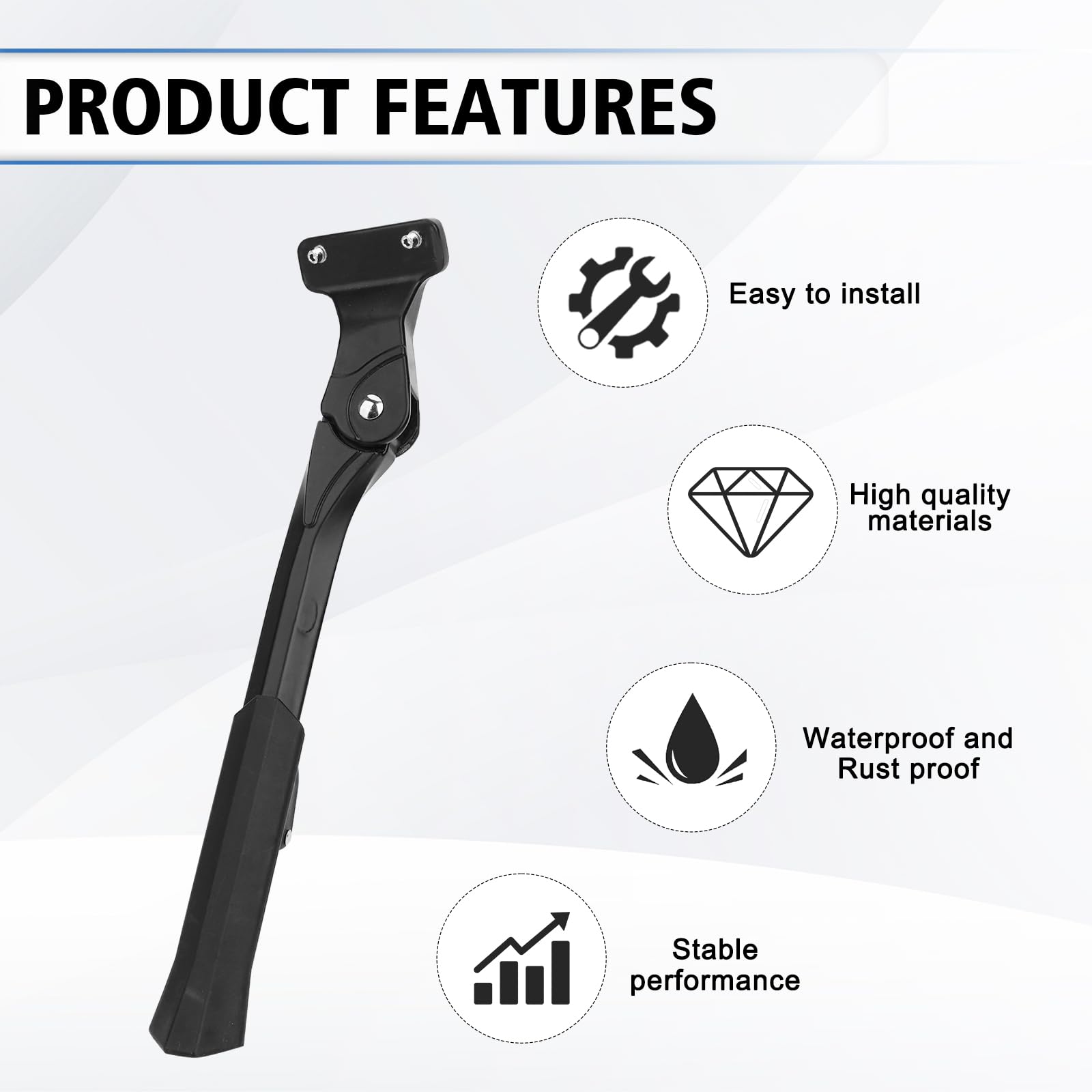 YIBEICO e-bike kickstand reduces wobble and improves parking stability during rides.