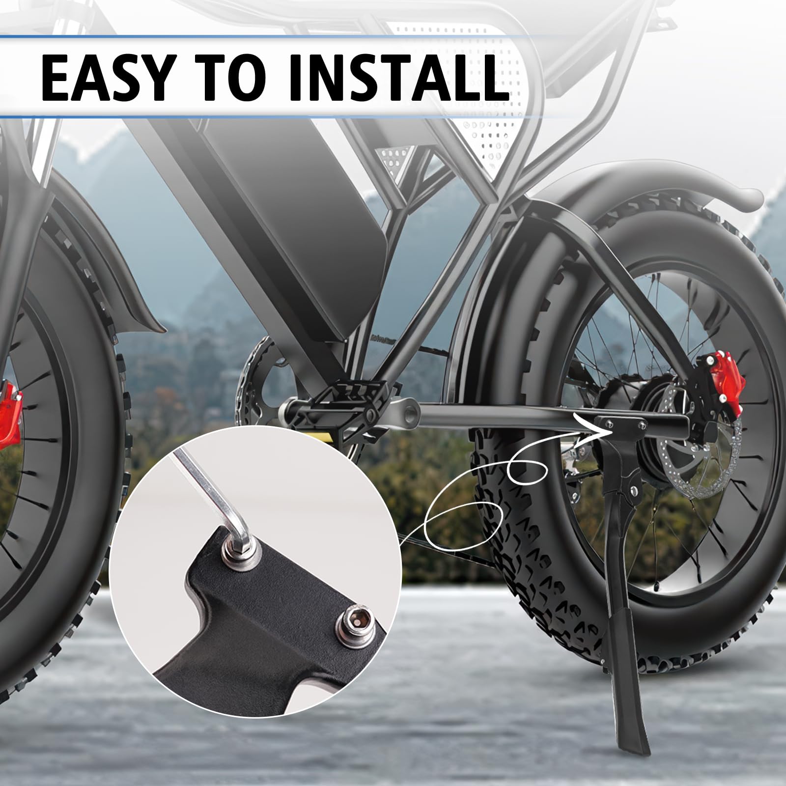 YIBEICO side support stand made of thickened aluminum protects the bike frame.