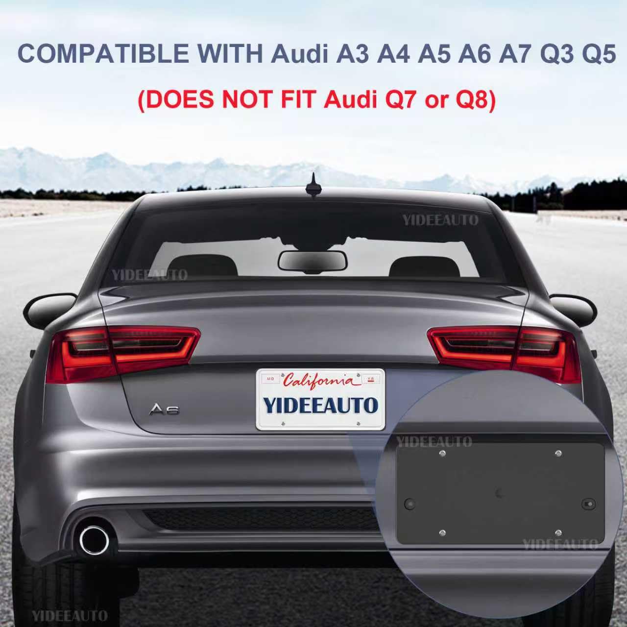 YIDEEAUTO ensures a clean look with no obstructed license tags on Audi.