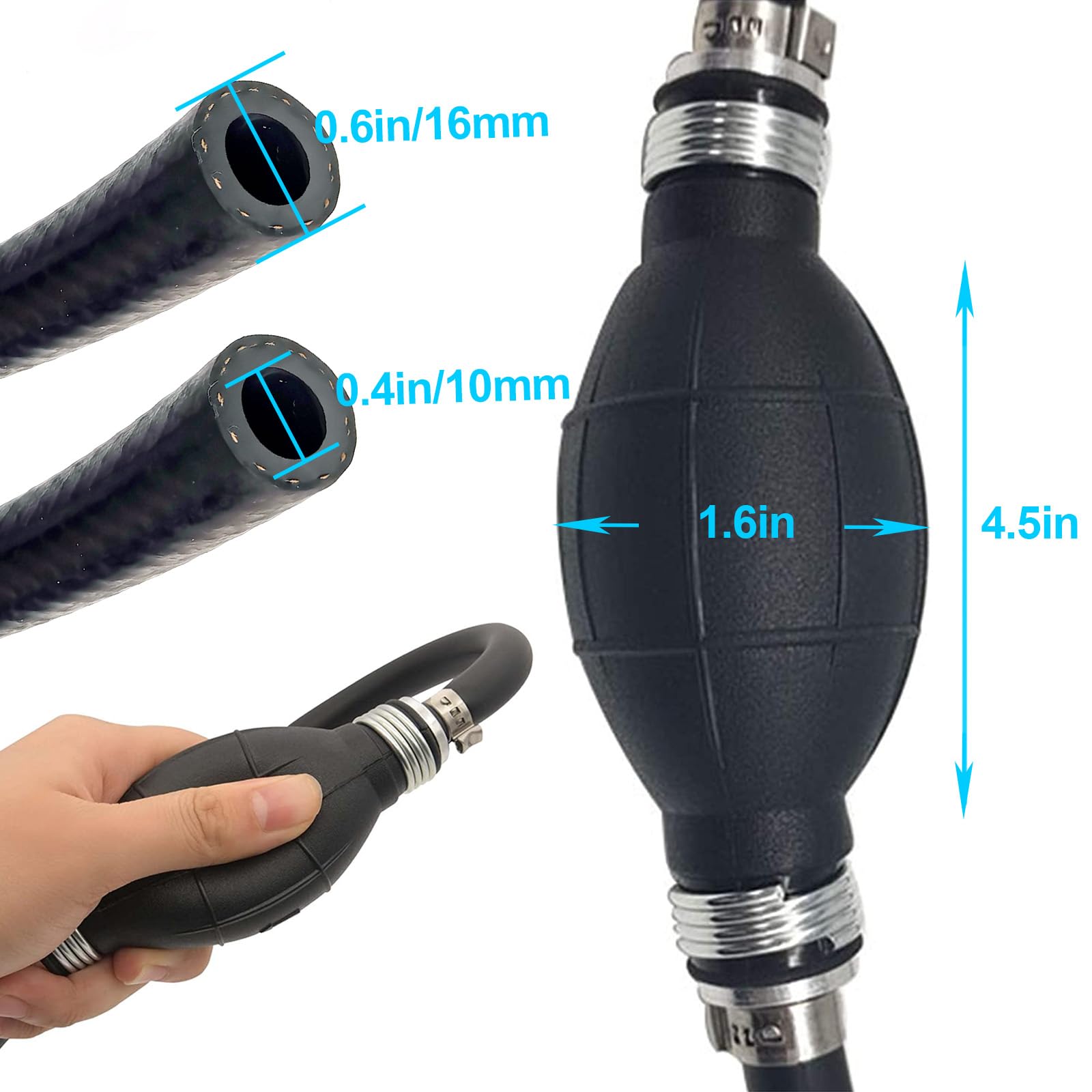 3/8 inch inner diameter ensures smooth gasoline flow for quick refueling