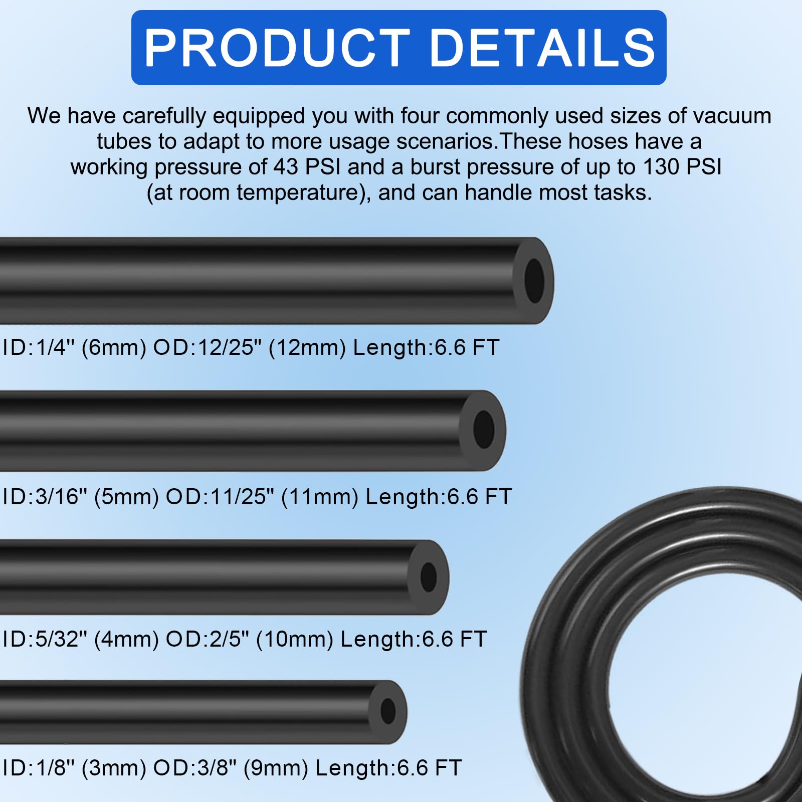 YIENFBEV silicone vacuum hoses in multiple diameters for custom installs