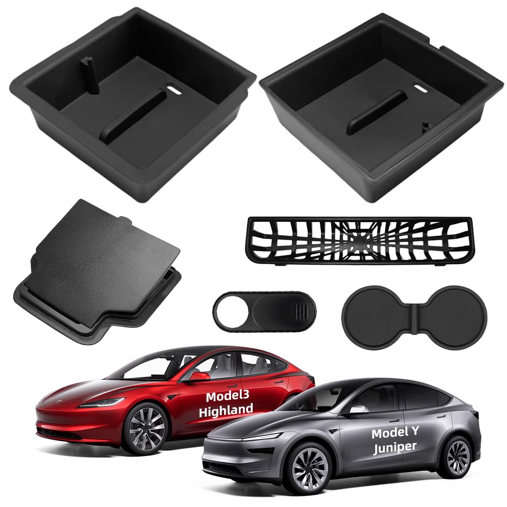 Yieokei center console organizer for Tesla Model Y Juniper keeps items neatly in reach.