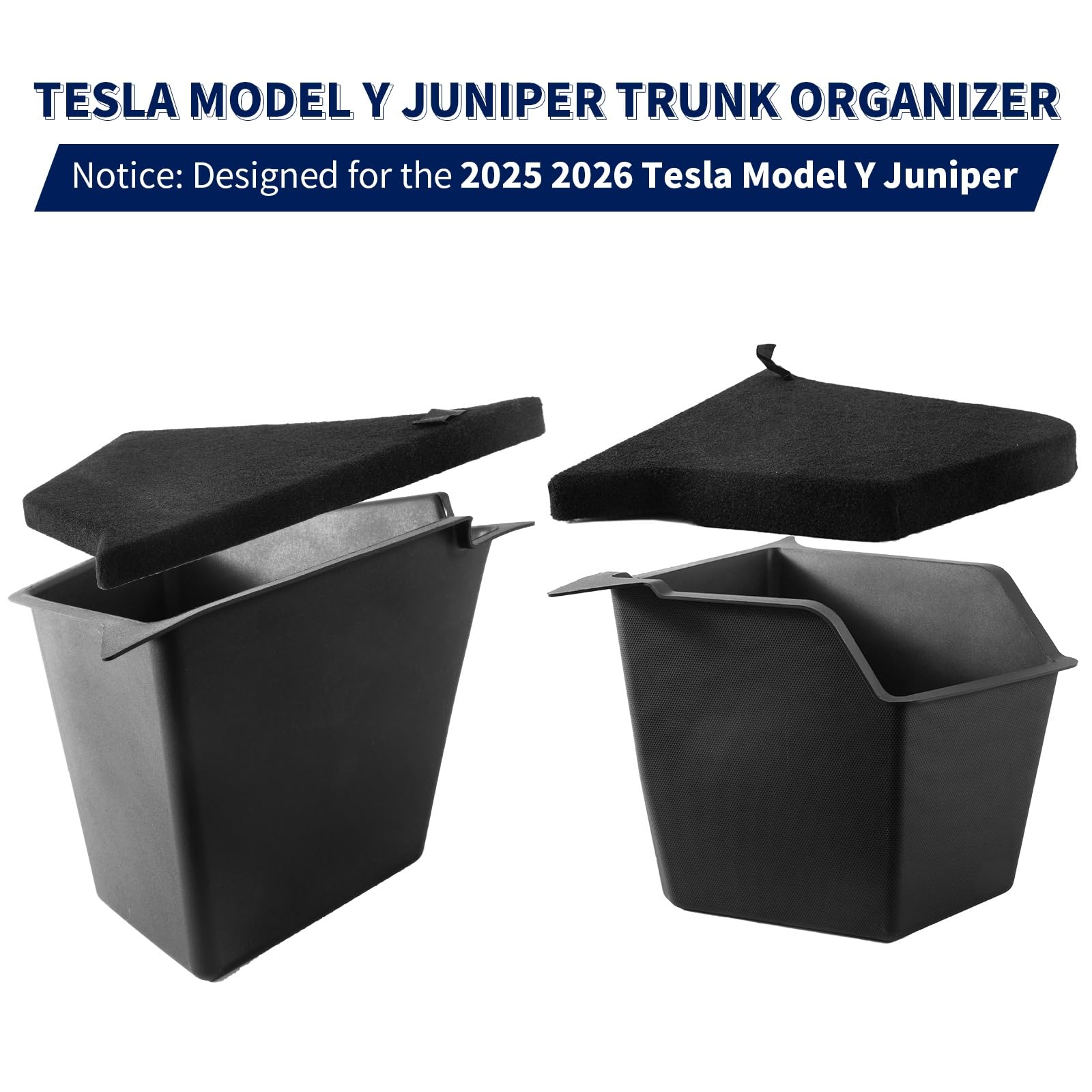 Yieokei Model Y Juniper trunk bin open shows quick access to essentials.