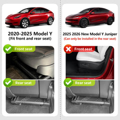 Yieokei Model Y under-seat storage with lid open for quick access to cables.