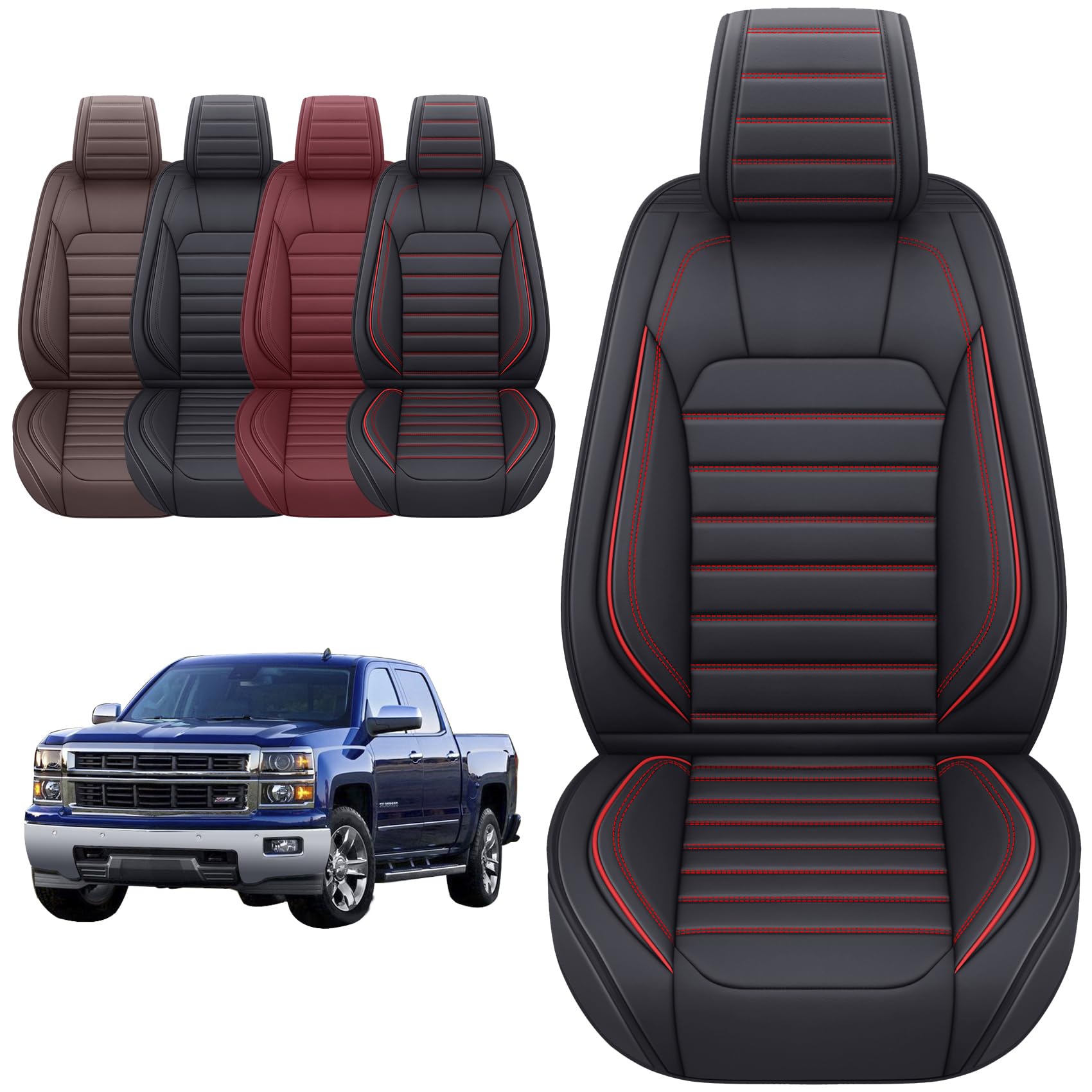 YIERTAI Chevy Sierra seat cover airbag cutouts, allows safe belt buckle access