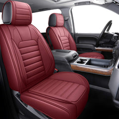 YIERTAI Chevy Silverado front seat cover in burgundy showing protective surface