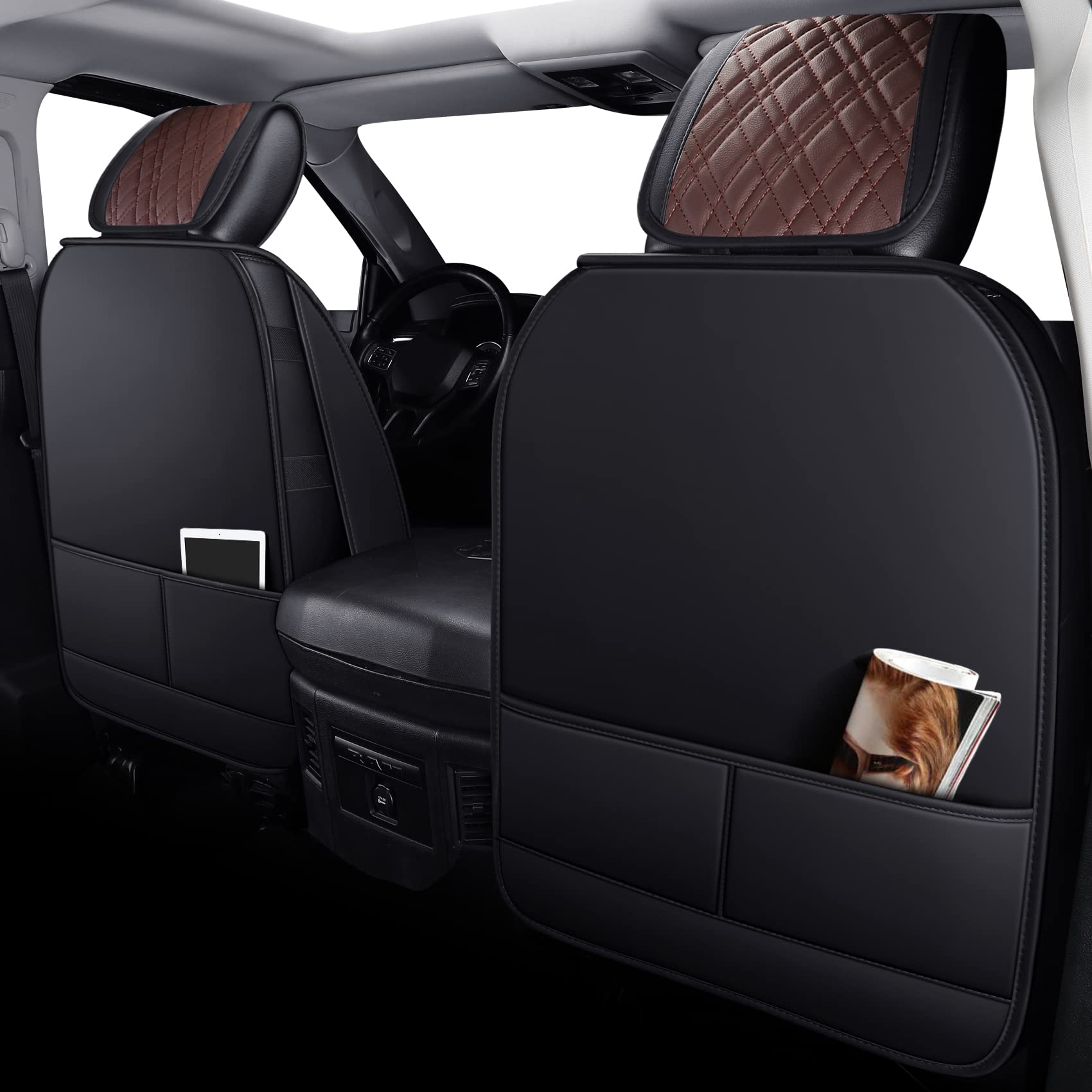 YIERTAI Dodge Ram front row seat pocket demonstrates convenient storage for essentials.