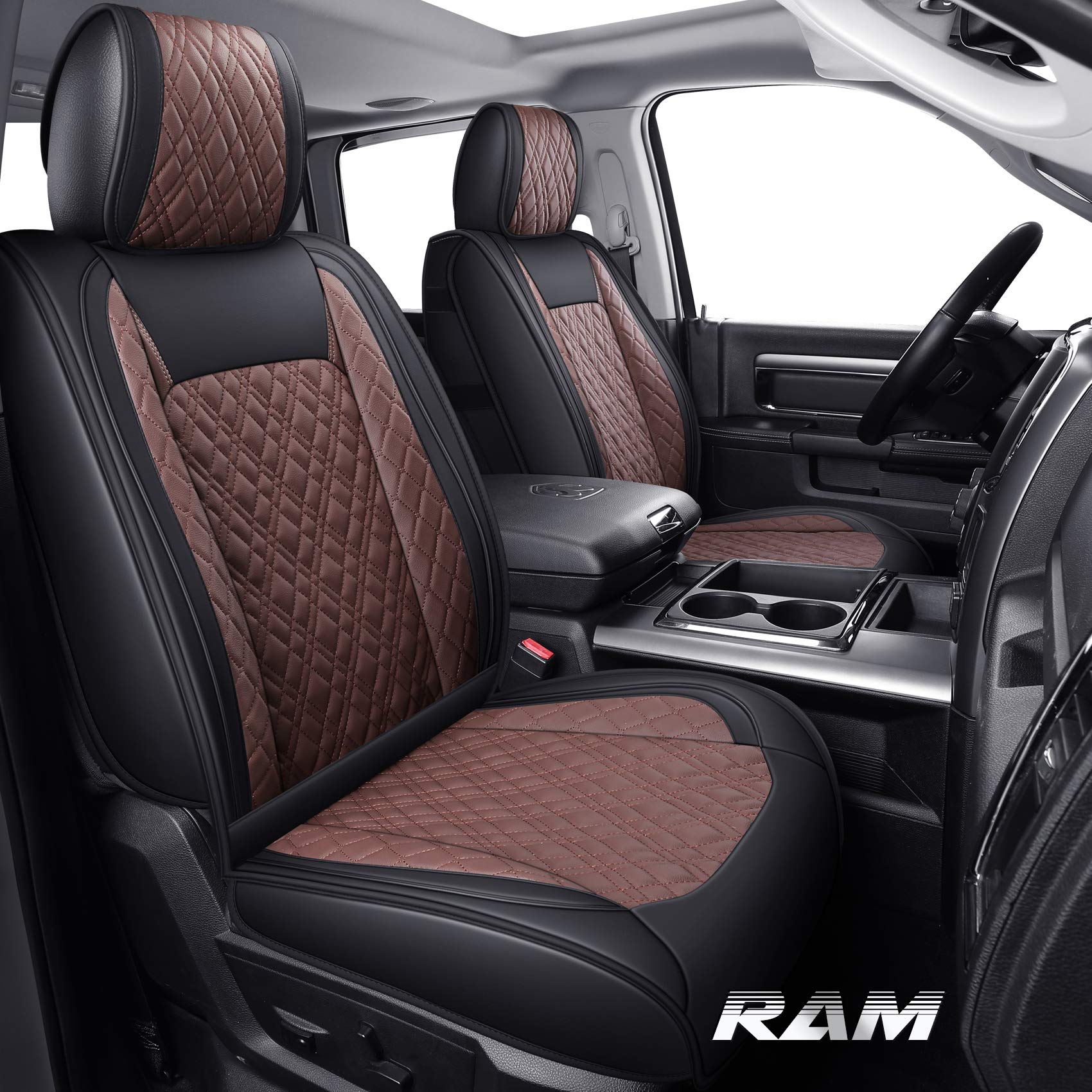 YIERTAI Dodge Ram full-set seat covers protect upholstery with waterproof faux leather.