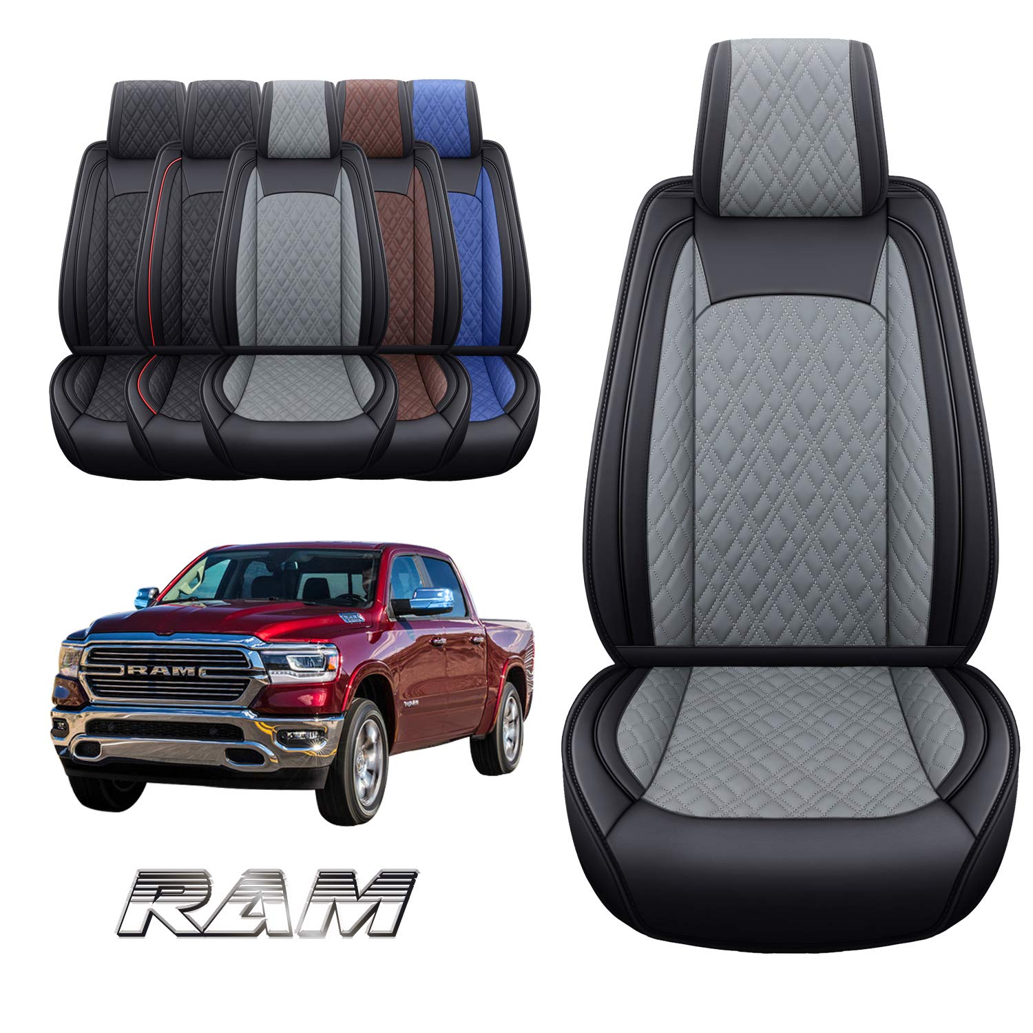 YIERTAI Dodge Ram seat cover full set guards upholstery across the cabin.