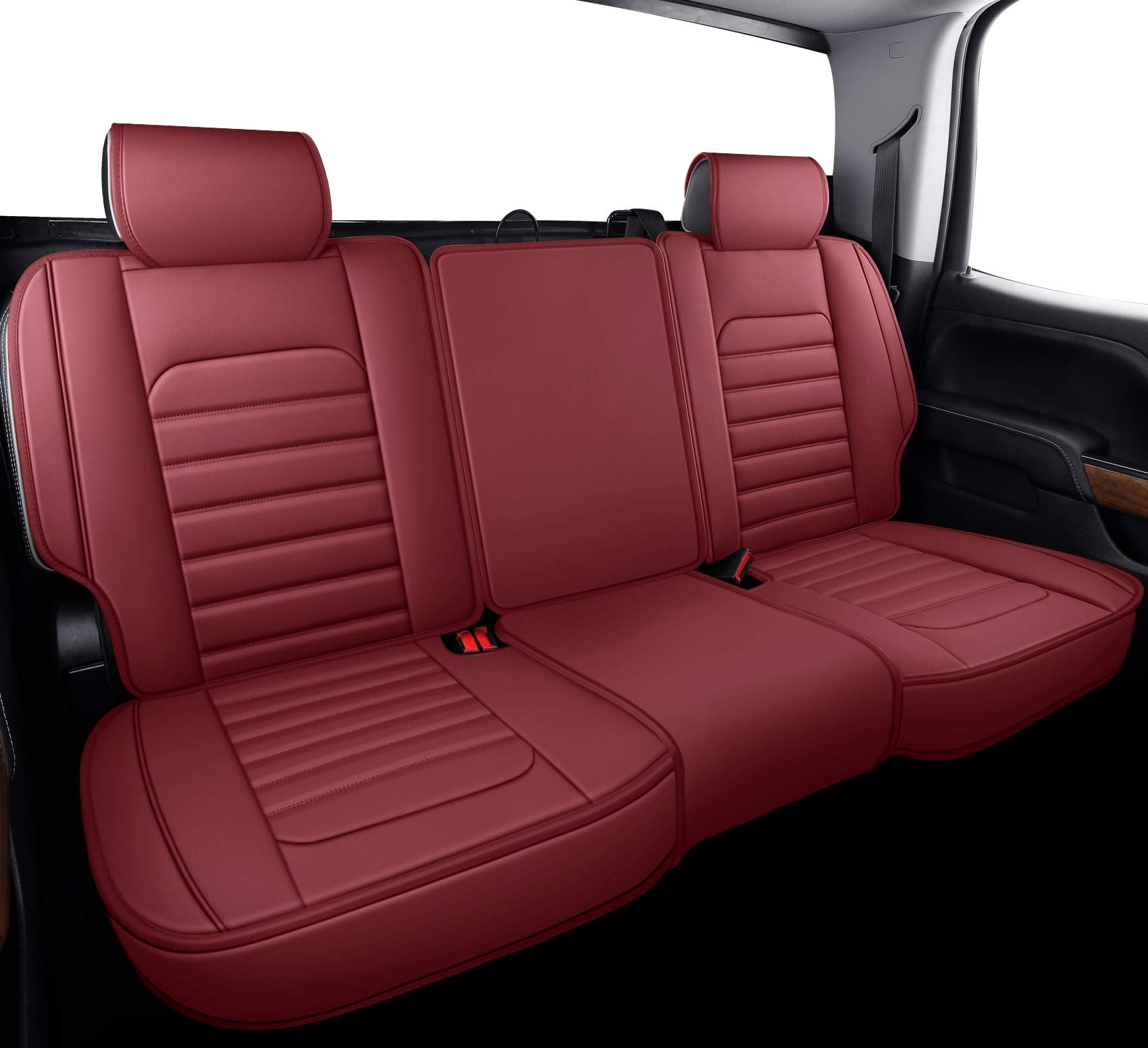 YIERTAI seat cover airbag cutouts with visible buckles for safety