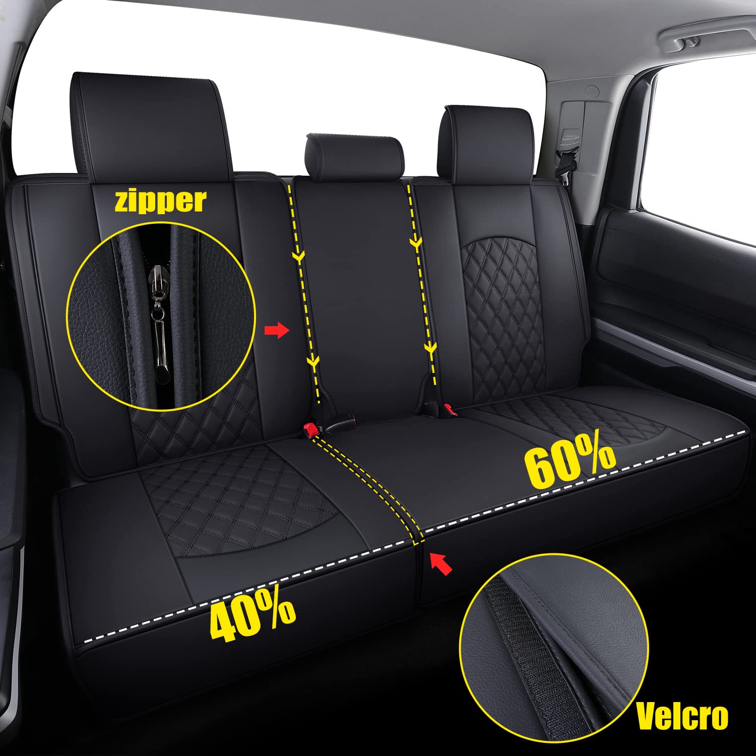 YIERTAI tundra seat cover faux leather with contrast stitching for durability and easy cleaning