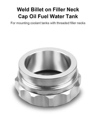 YIGUCS aluminium fuel cap weld-on closeup showing robust construction.