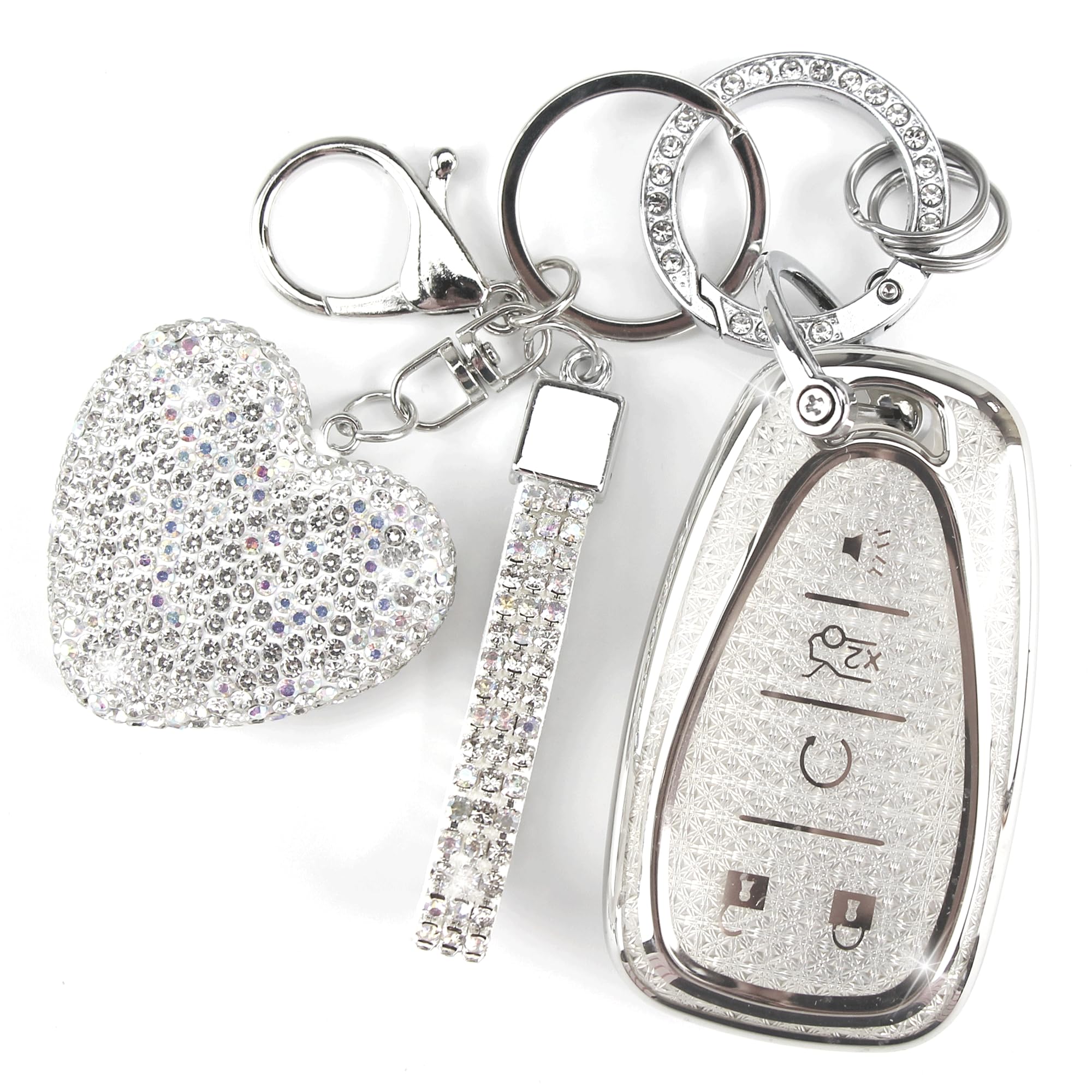 YIKECASE diamond keychain cover protects your Chevy key with elegance.