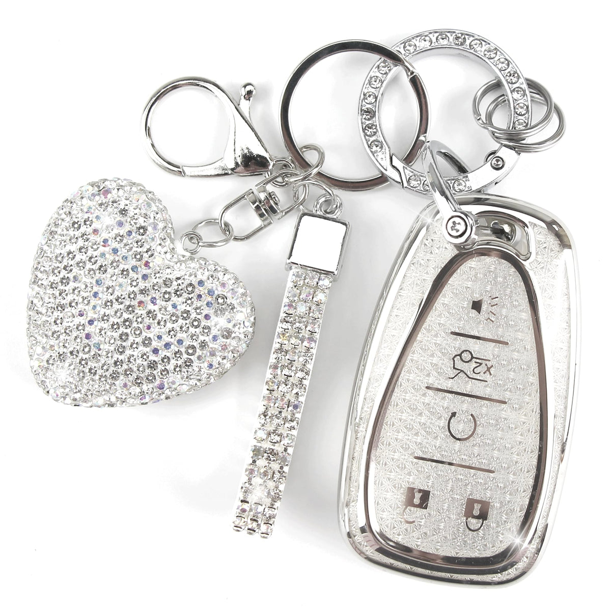 YIKECASE diamond keychain cover protects your Chevy key with elegance.