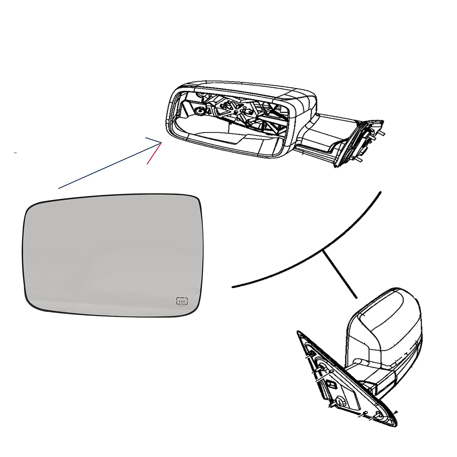 Yikesai 2-pin heated connector for plug-and-play mirror glass