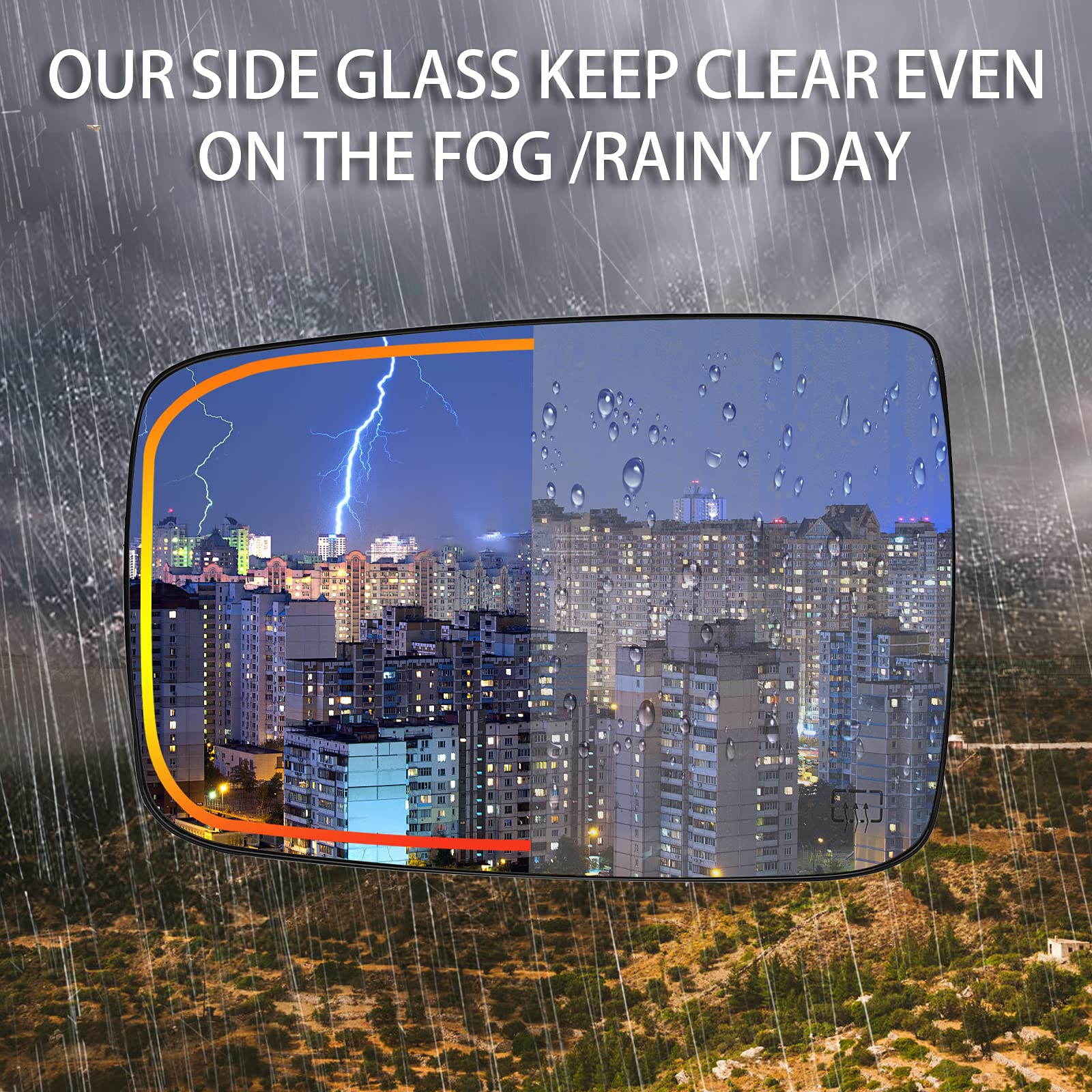 Yikesai anti-fog heated mirror glass clears frost on Ram mirror